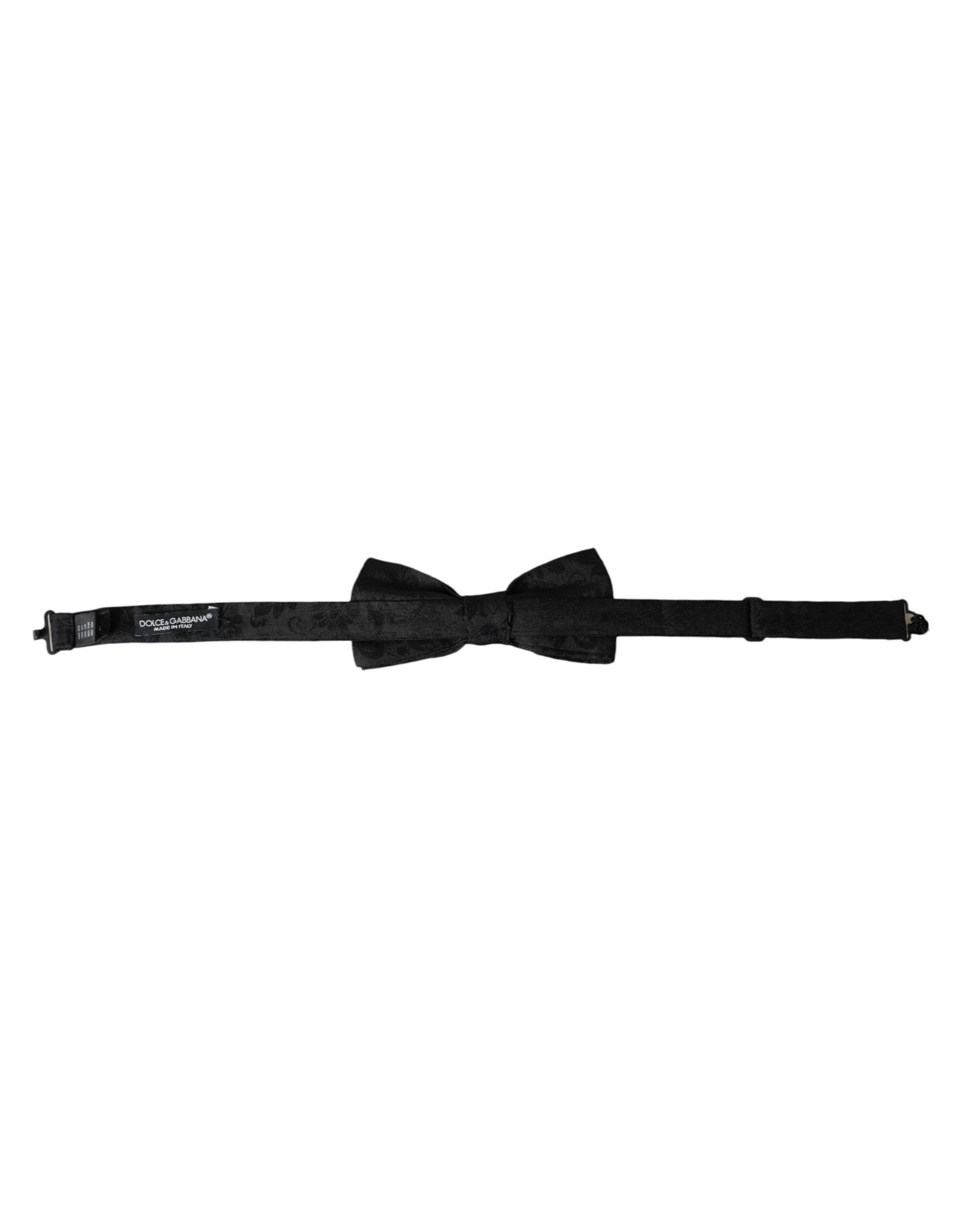 Dolce & Gabbana Black Silk Floral Adjustable Neck Men Bow Men's Tie Size ONE SIZE - 3 Thumbnail