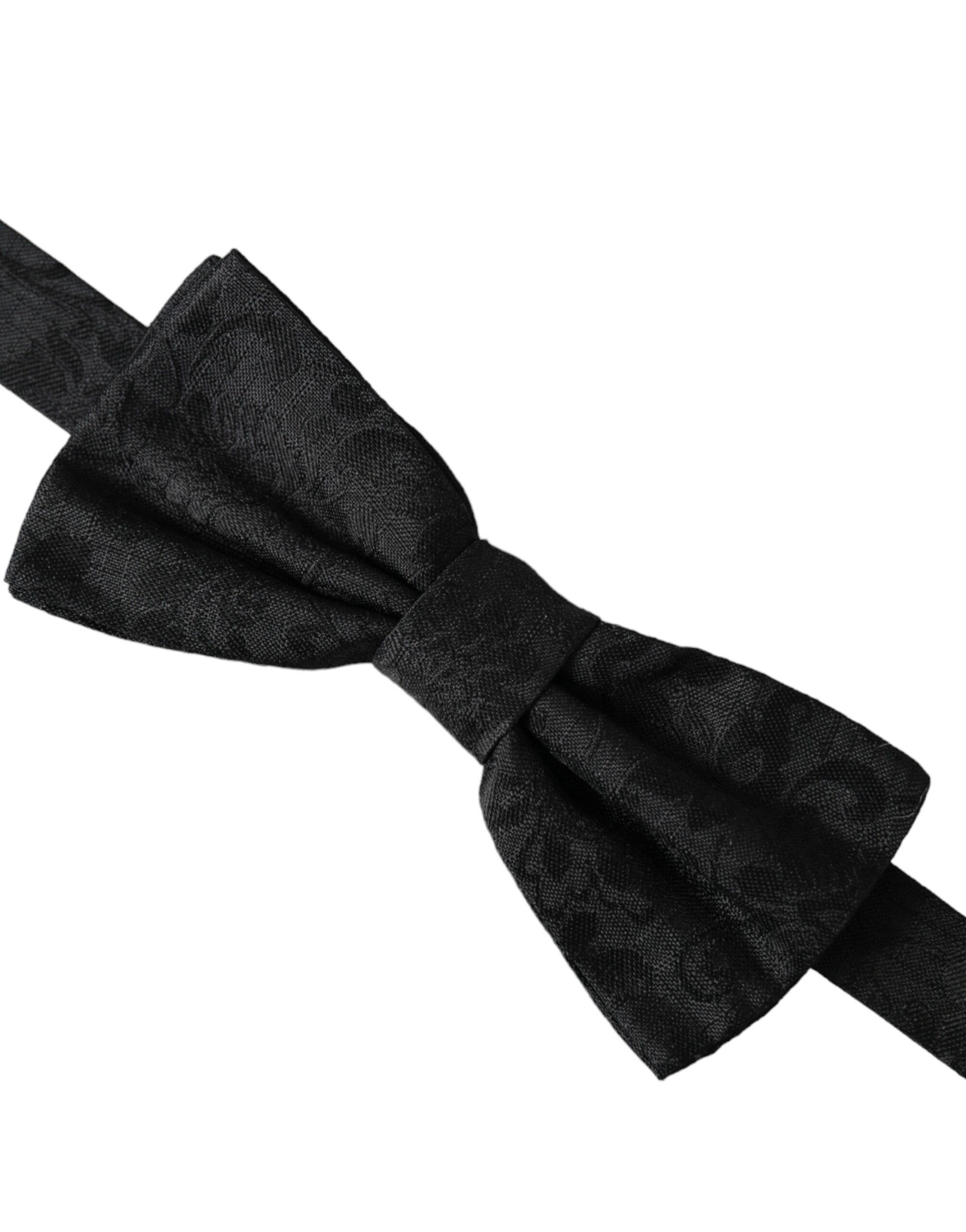 Dolce & Gabbana Black Silk Floral Adjustable Neck Men Bow Men's Tie Size ONE SIZE - 2 Thumbnail