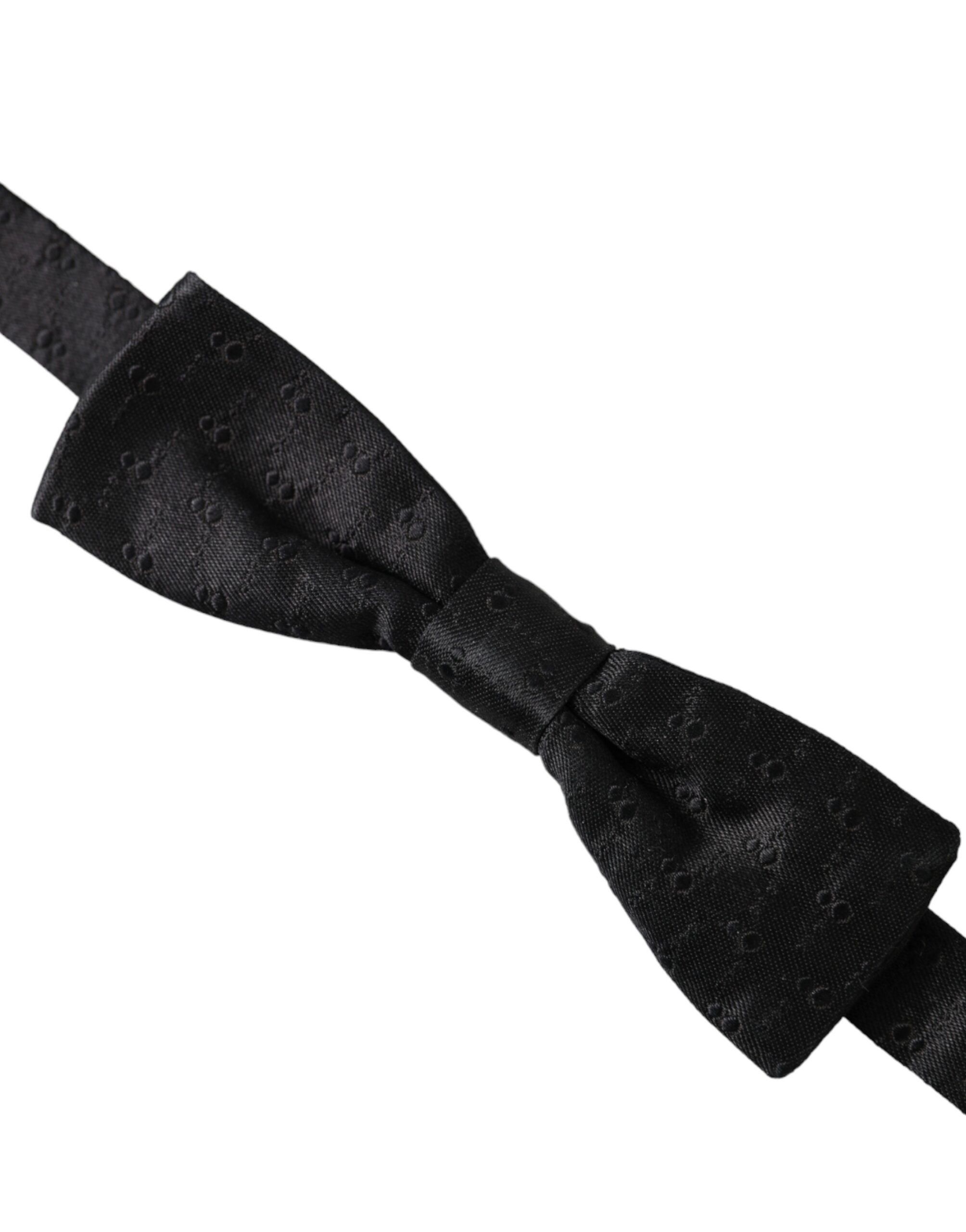 Dolce & Gabbana Black Silk Patterned Adjustable Neck Men Bow Men's Tie Size ONE SIZE - 2 Thumbnail