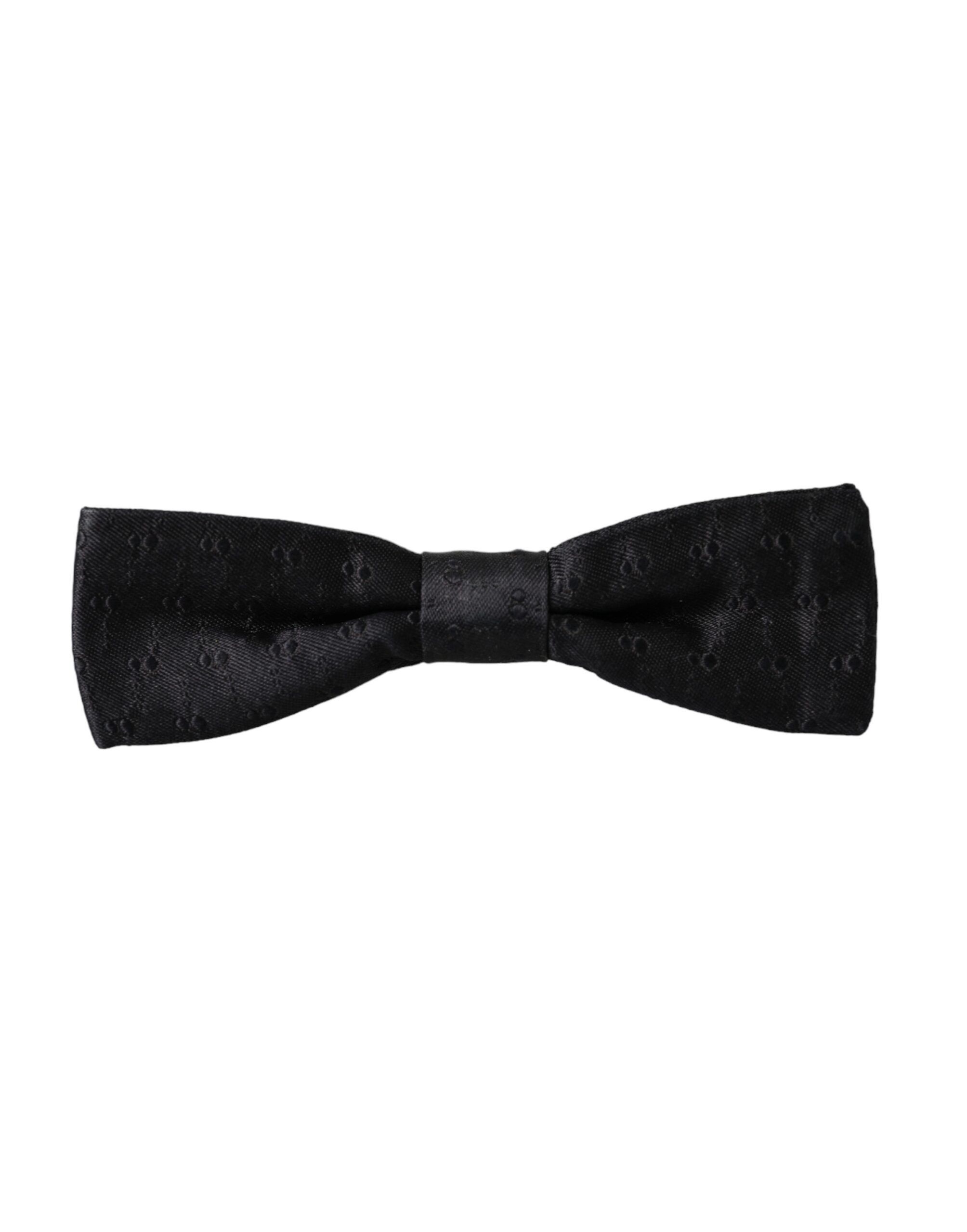 Dolce & Gabbana Black Silk Patterned Adjustable Neck Men Bow Men's Tie Size ONE SIZE - 3 Thumbnail