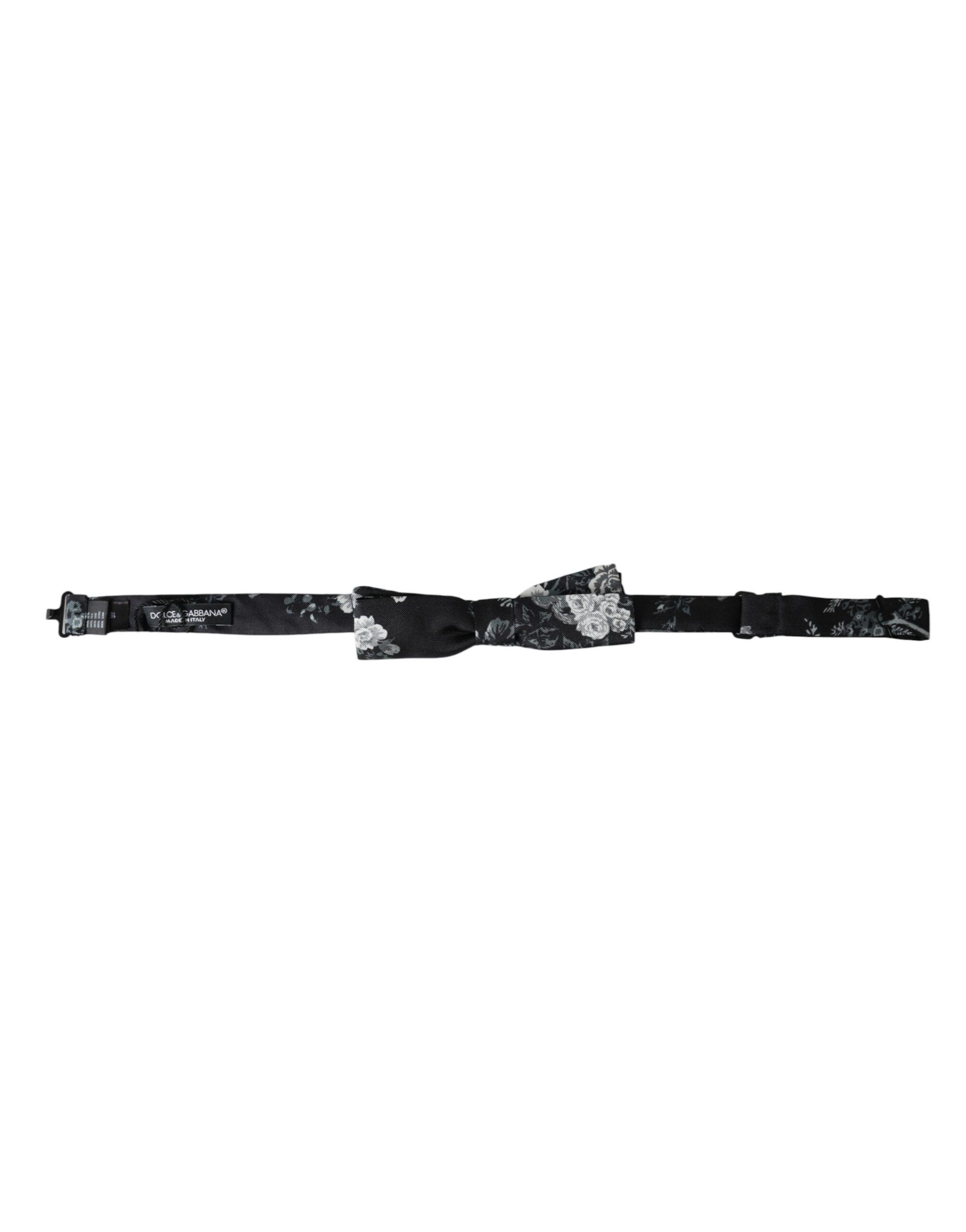 Dolce & Gabbana Black Floral Silk Adjustable Neck Men Bow Men's Tie Size ONE SIZE - 3 Thumbnail