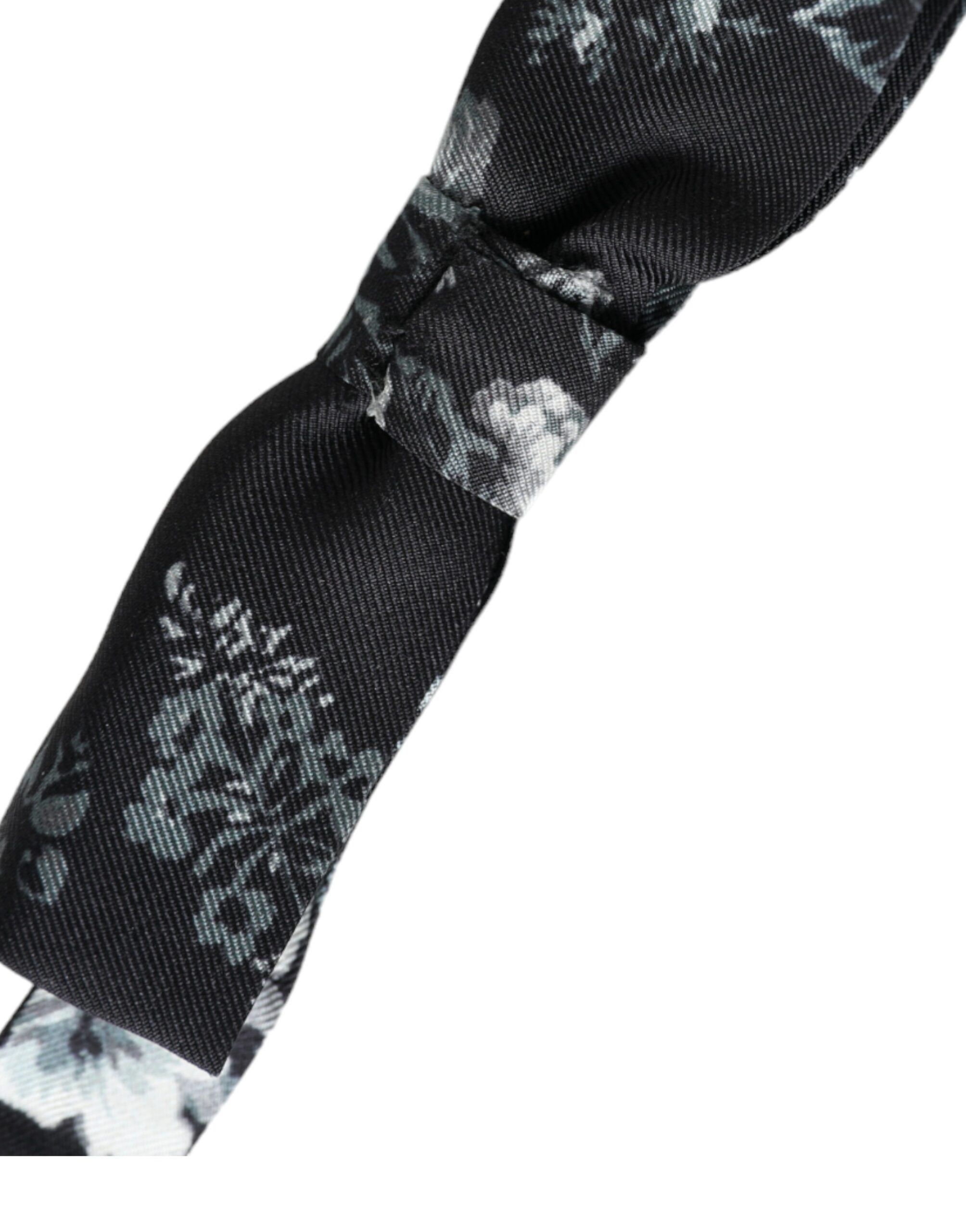 Dolce & Gabbana Black Floral Silk Adjustable Neck Men Bow Men's Tie Size ONE SIZE - 2 Thumbnail