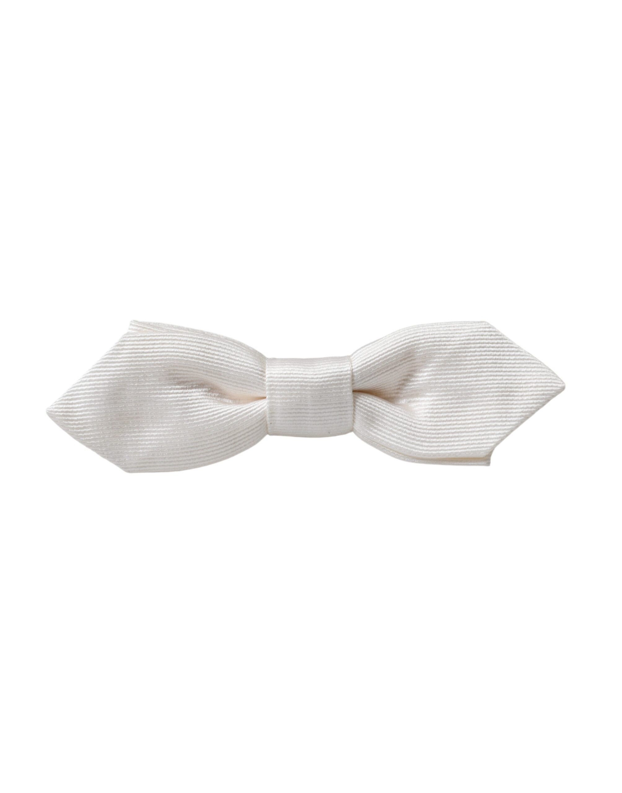 Dolce & Gabbana White Silk Adjustable Neck Men Papillon Bow Men's Tie Size ONE SIZE - 3 Thumbnail