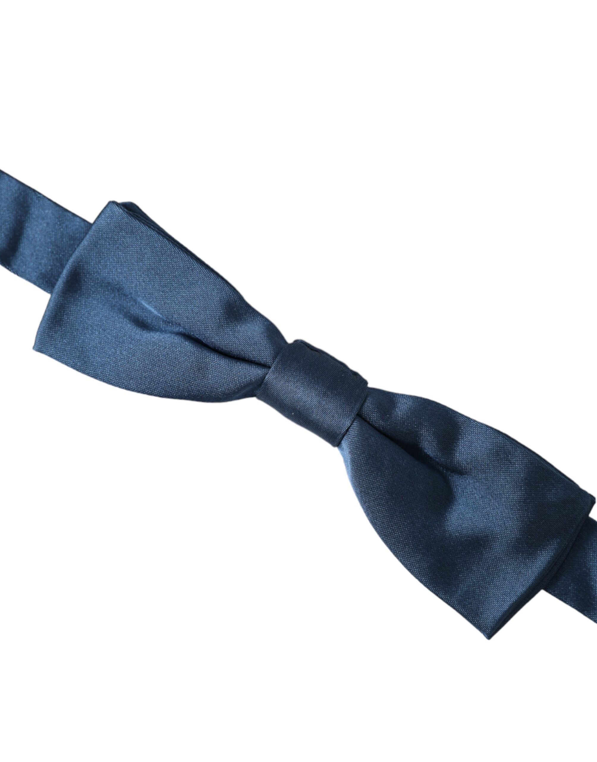 Dolce & Gabbana Blue Satin Silk Adjustable Neck Men Bow Men's Tie Size ONE SIZE - 2 Thumbnail