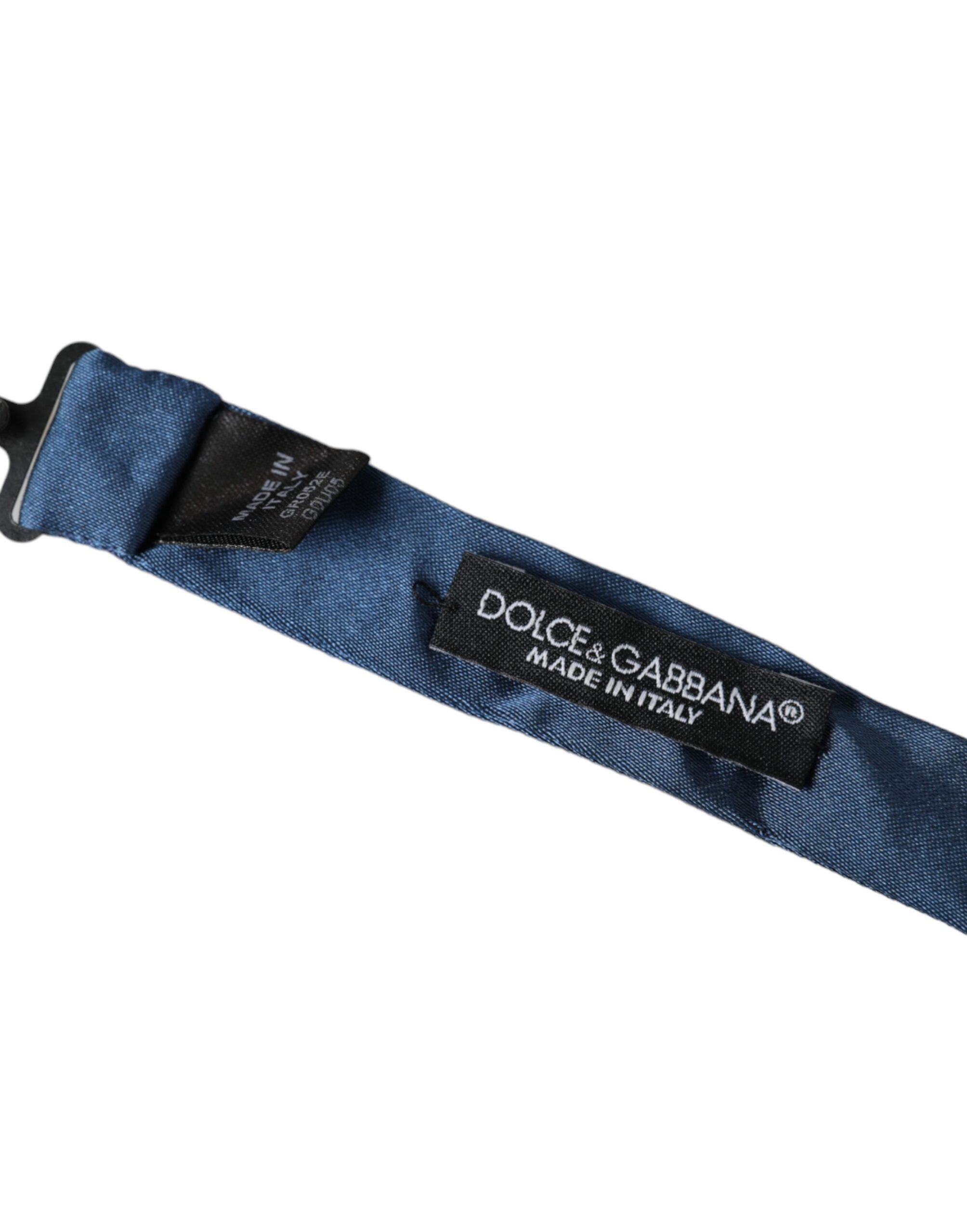 Dolce & Gabbana Blue Satin Silk Adjustable Neck Men Bow Men's Tie Size ONE SIZE - 4 Thumbnail