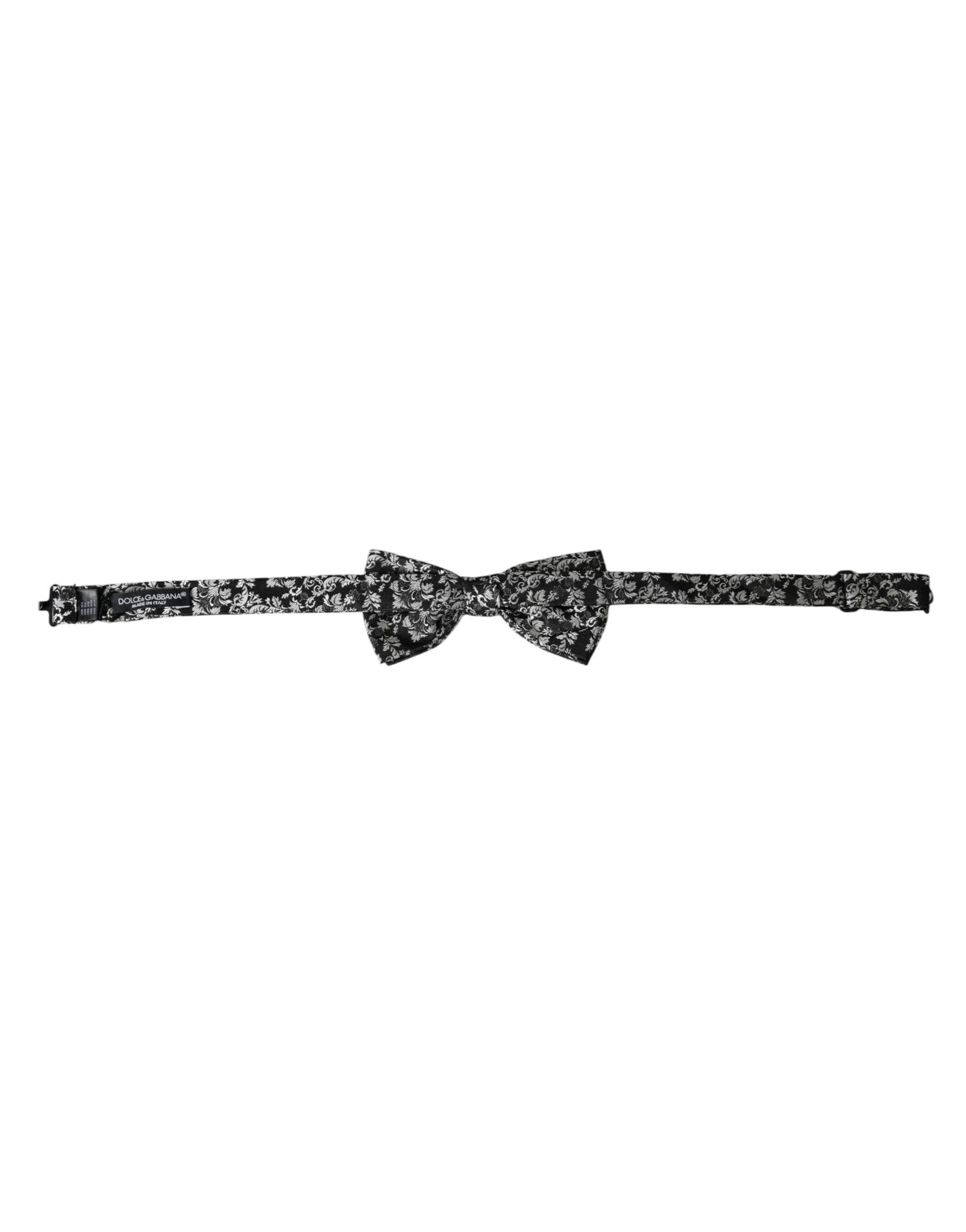 Dolce & Gabbana Black Floral Silk Adjustable Neck Men Bow Men's Tie Size ONE SIZE - 4 Thumbnail