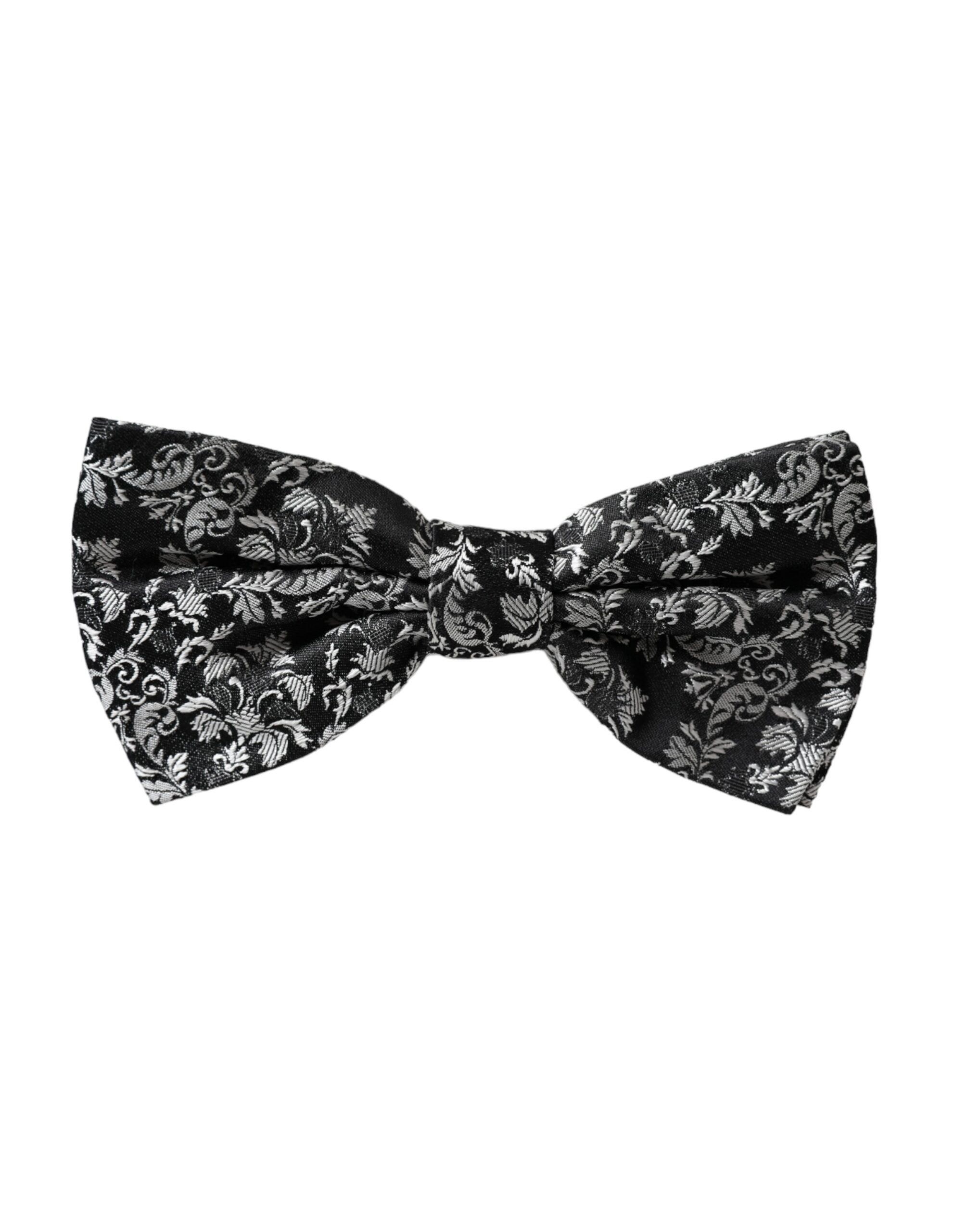 Dolce & Gabbana Black Floral Silk Adjustable Neck Men Bow Men's Tie Size ONE SIZE - 3 Thumbnail