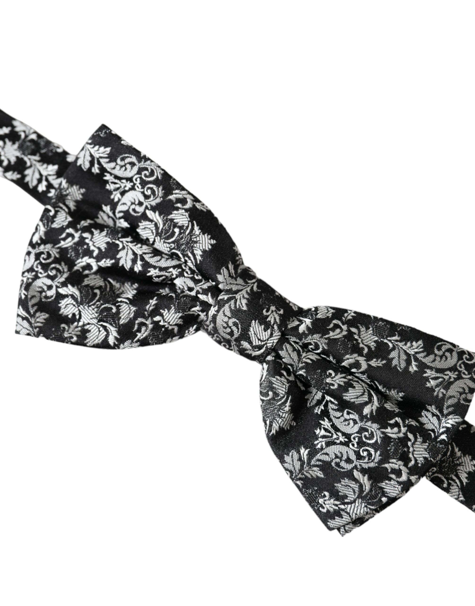Dolce & Gabbana Black Floral Silk Adjustable Neck Men Bow Men's Tie Size ONE SIZE - 2 Thumbnail