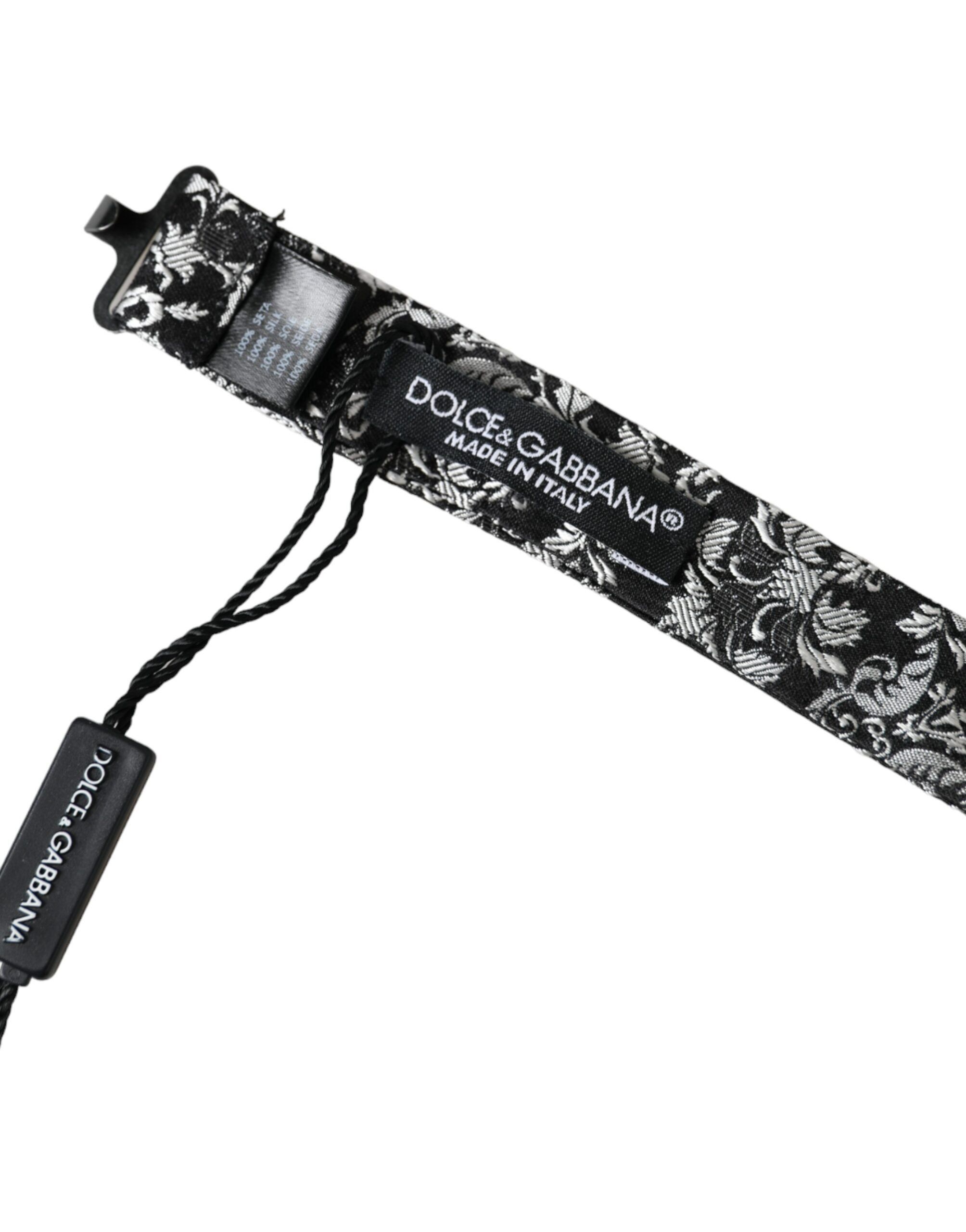 Dolce & Gabbana Black Floral Silk Adjustable Neck Men Bow Men's Tie Size ONE SIZE - 5 Thumbnail