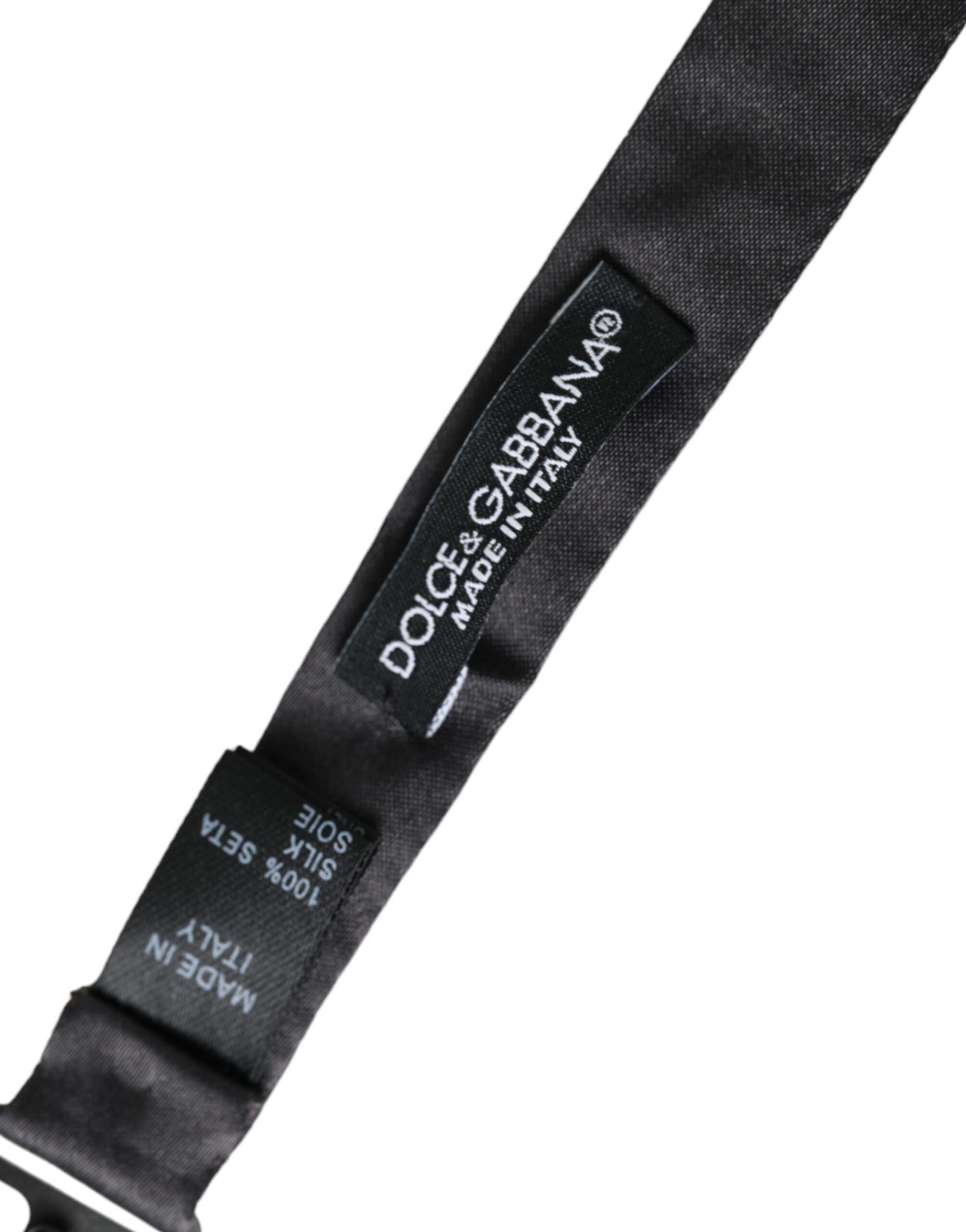 Dolce & Gabbana Black Satin Silk Adjustable Neck Men Bow Men's Tie Size ONE SIZE - 5 Thumbnail