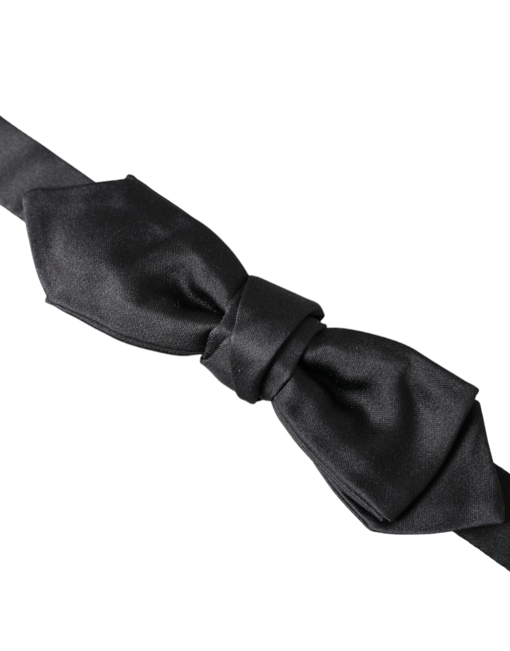 Dolce & Gabbana Black Satin Silk Adjustable Neck Men Bow Men's Tie Size ONE SIZE - 2 Thumbnail