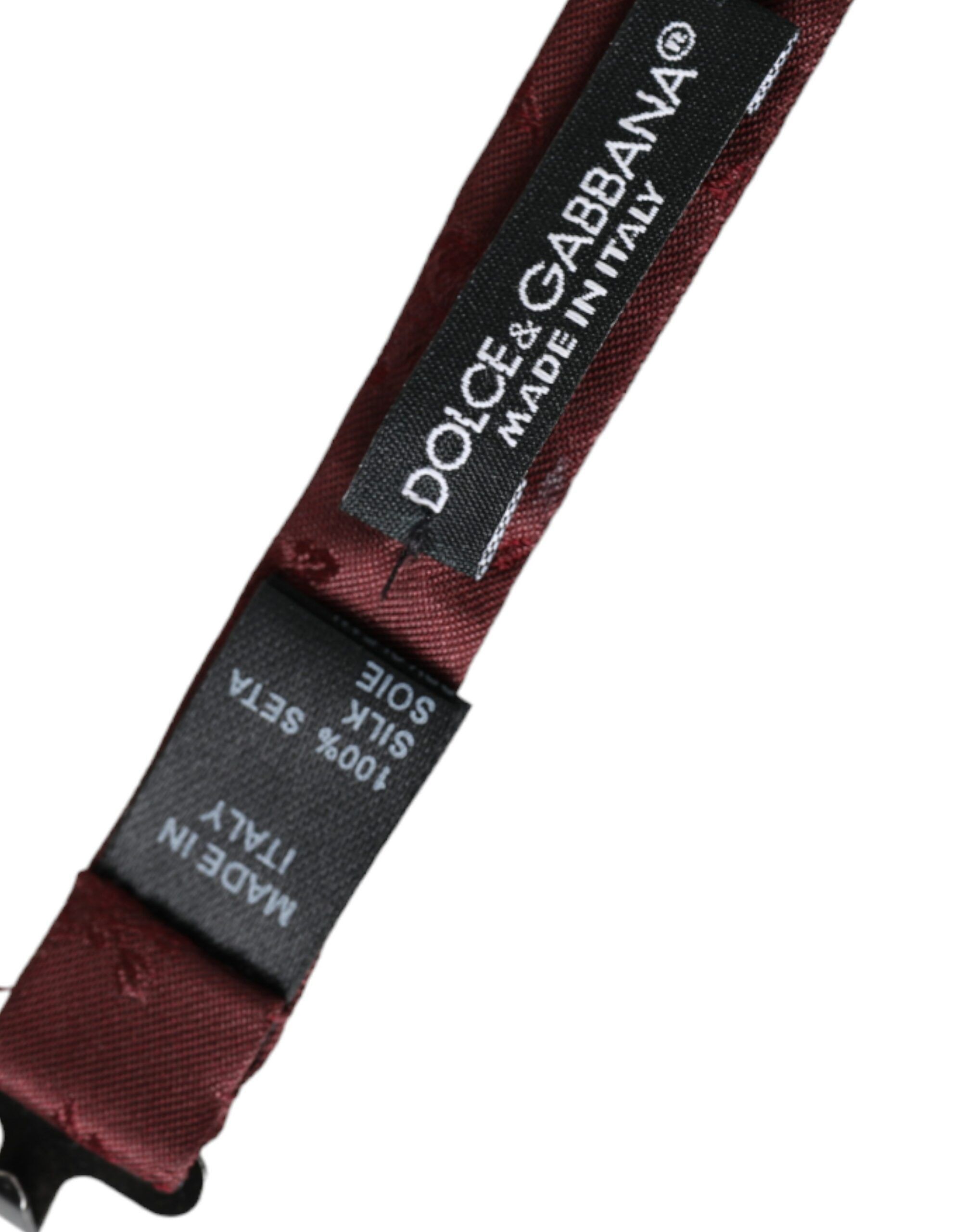 Dolce & Gabbana Maroon Floral Silk Adjustable Neck Men Bow Men's Tie Size ONE SIZE - 5 Thumbnail