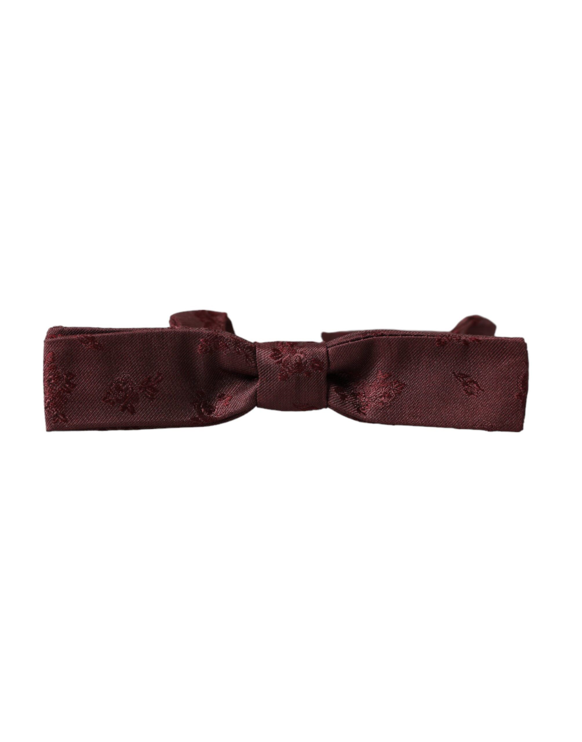 Dolce & Gabbana Maroon Floral Silk Adjustable Neck Men Bow Men's Tie Size ONE SIZE - 3 Thumbnail
