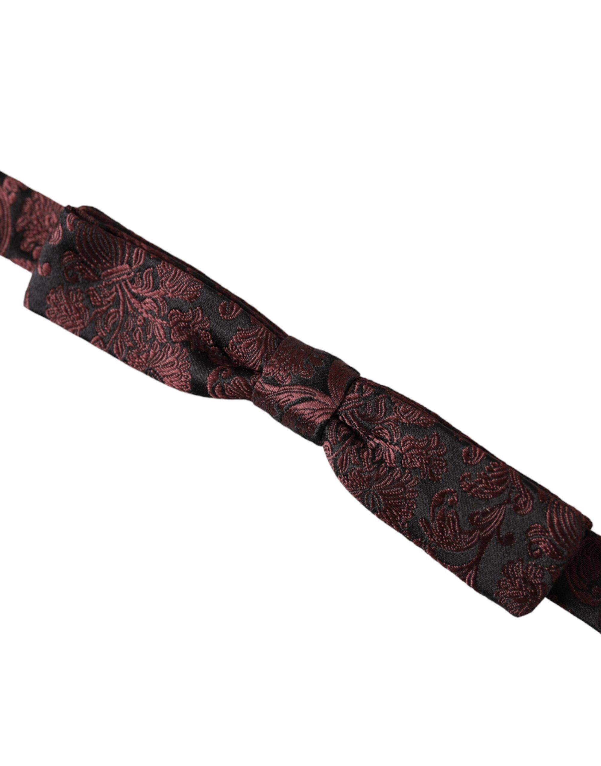 Dolce & Gabbana Maroon Floral Silk Adjustable Neck Men Bow Men's Tie Size ONE SIZE - 2 Thumbnail