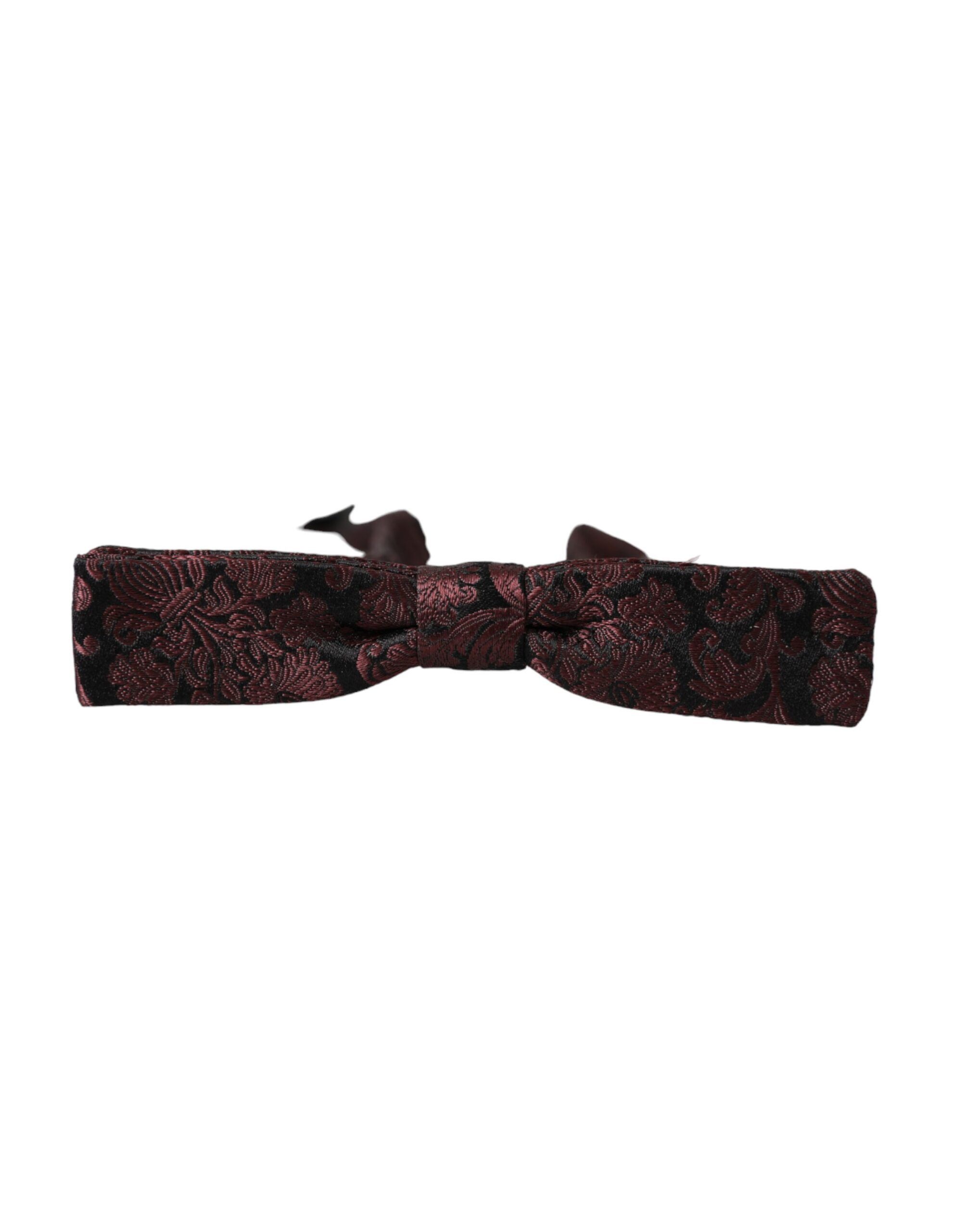 Dolce & Gabbana Maroon Floral Silk Adjustable Neck Men Bow Men's Tie Size ONE SIZE - 3 Thumbnail