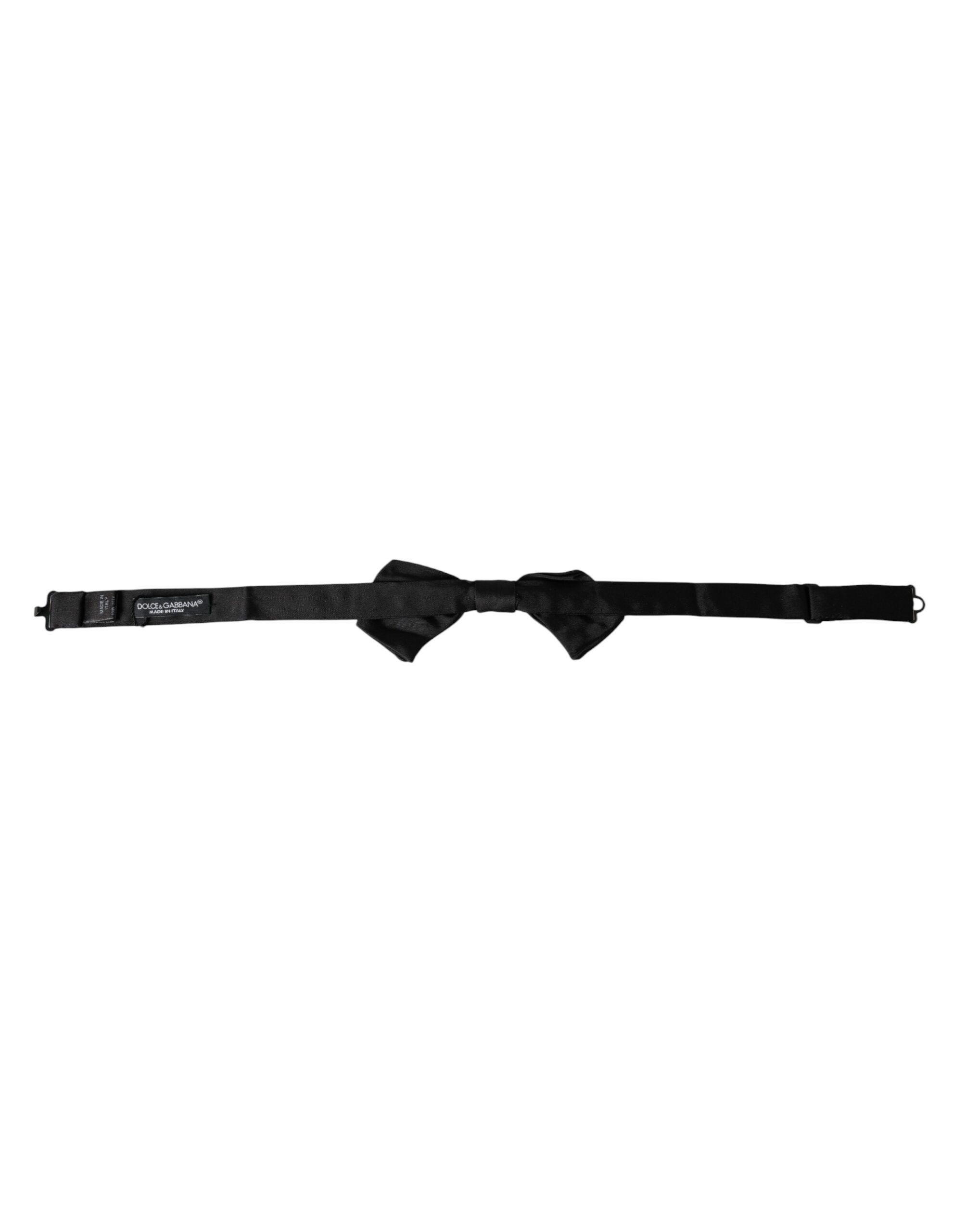 Dolce & Gabbana Black Satin Silk Adjustable Neck Men Bow Men's Tie Size ONE SIZE - 4 Thumbnail