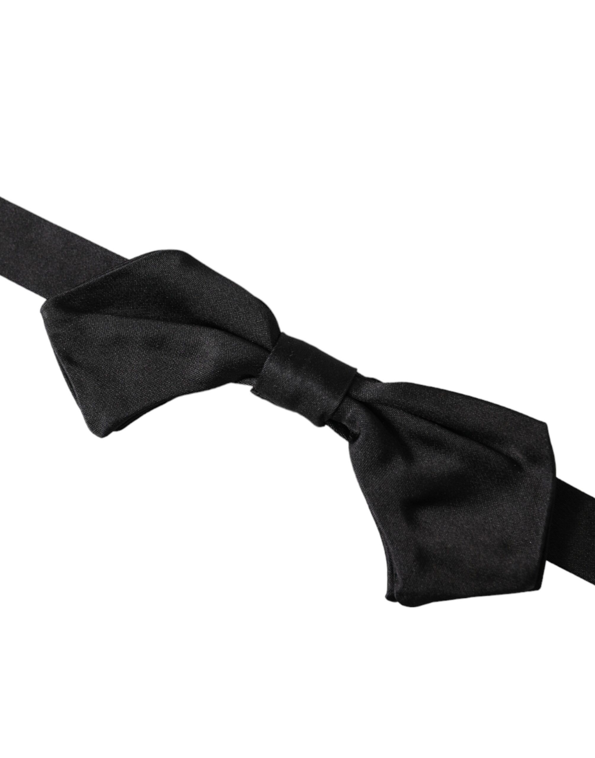Dolce & Gabbana Black Satin Silk Adjustable Neck Men Bow Men's Tie Size ONE SIZE - 2 Thumbnail