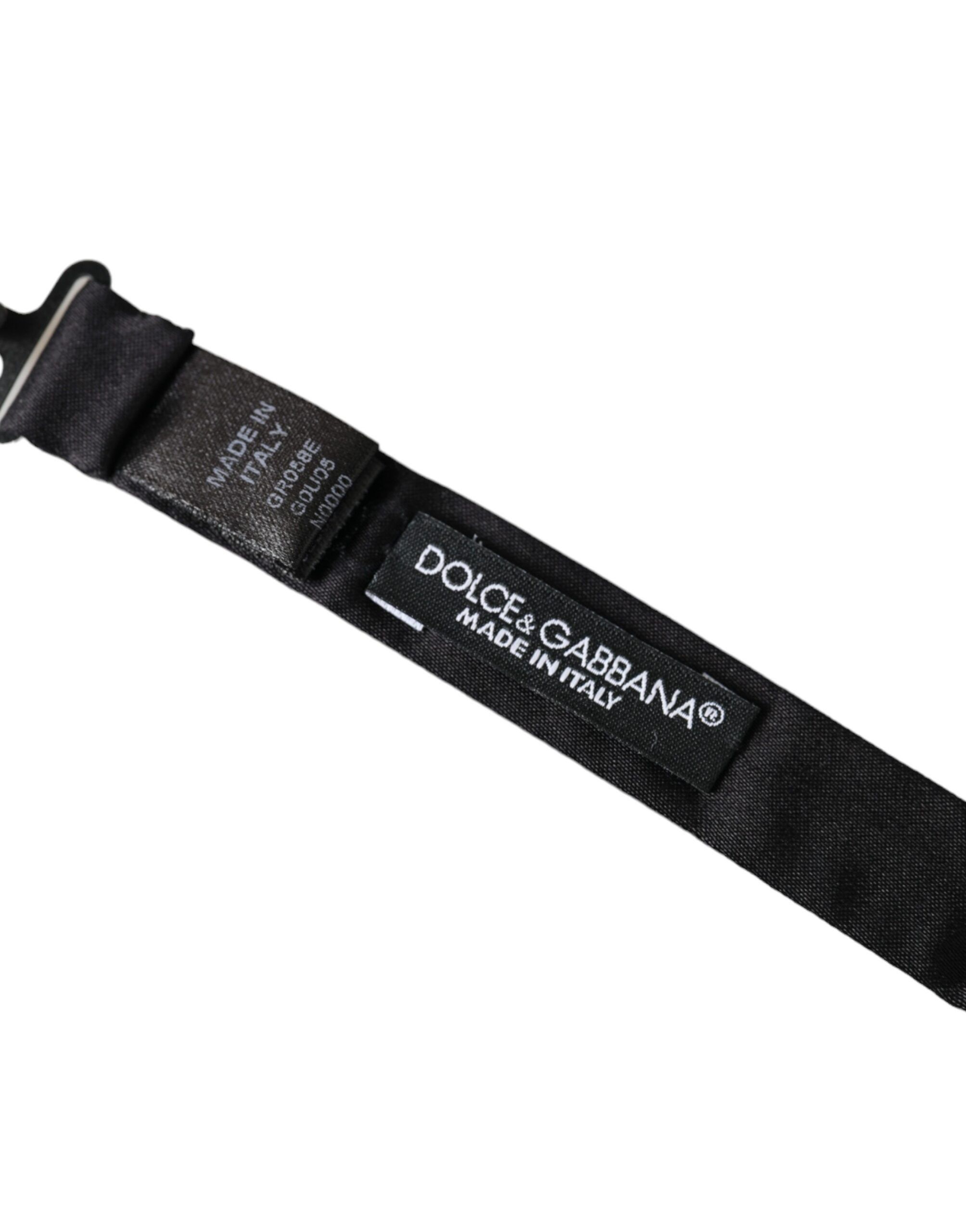 Dolce & Gabbana Black Satin Silk Adjustable Neck Men Bow Men's Tie Size ONE SIZE - 3 Thumbnail