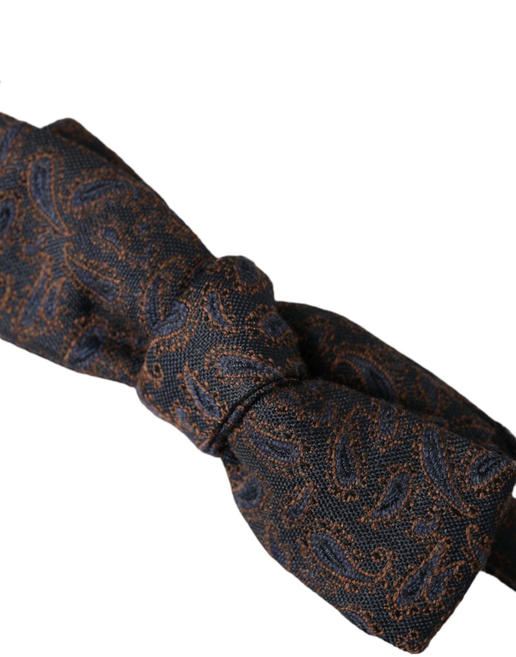 Dolce & Gabbana Brown Fantasy Silk Wool Adjustable Neck Men Bow Men's Tie Size ONE SIZE - 2 Thumbnail