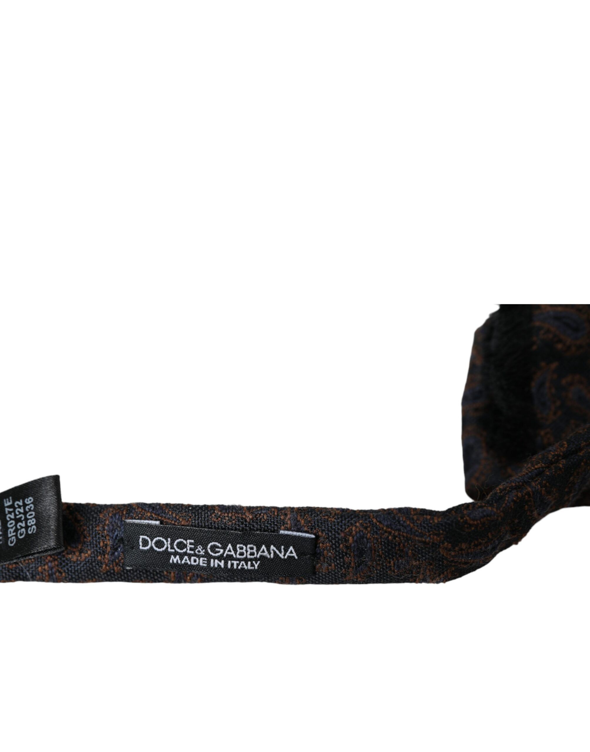 Dolce & Gabbana Brown Fantasy Silk Wool Adjustable Neck Men Bow Men's Tie Size ONE SIZE - 4 Thumbnail