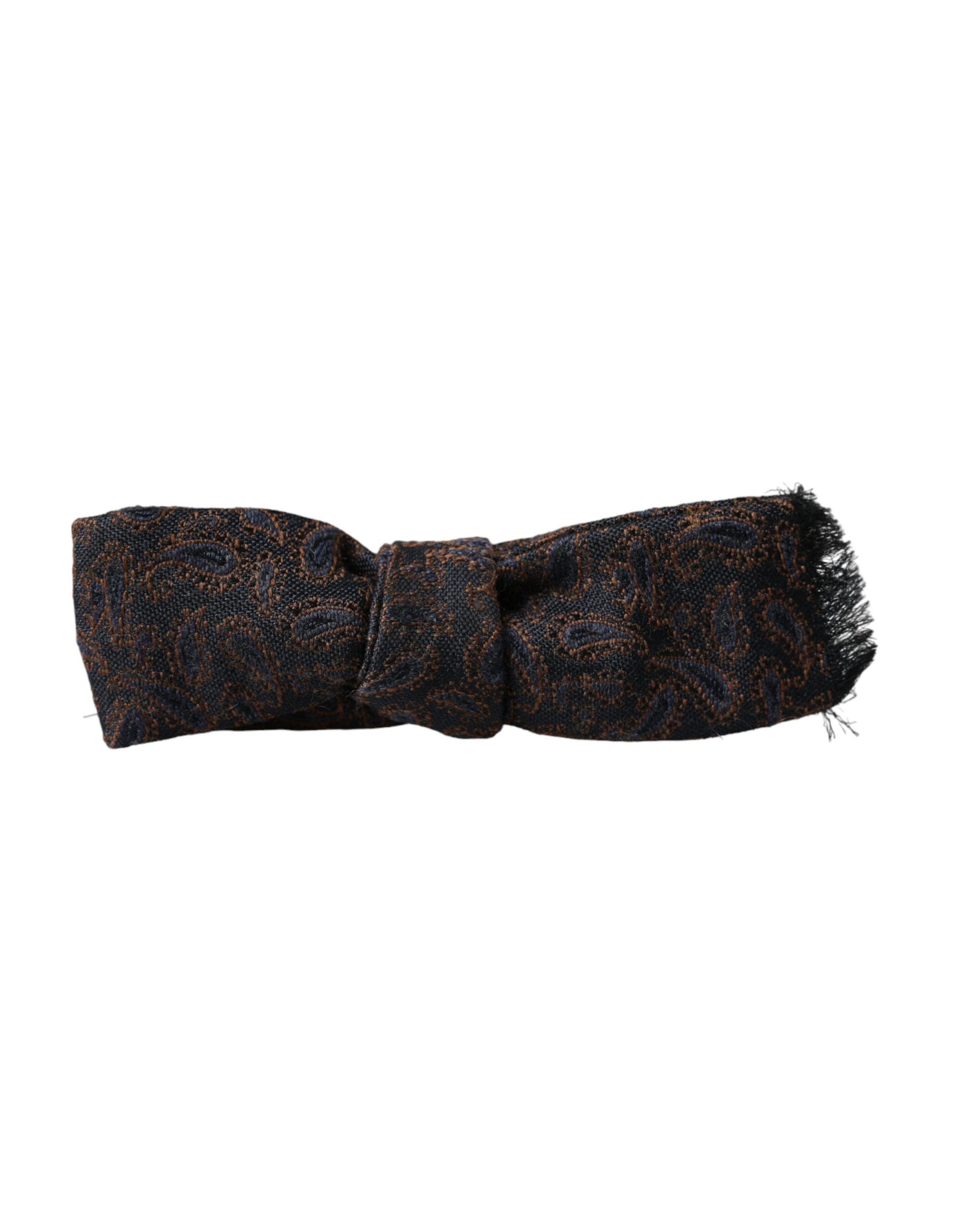 Dolce & Gabbana Brown Fantasy Silk Wool Adjustable Neck Men Bow Men's Tie Size ONE SIZE - 5 Thumbnail