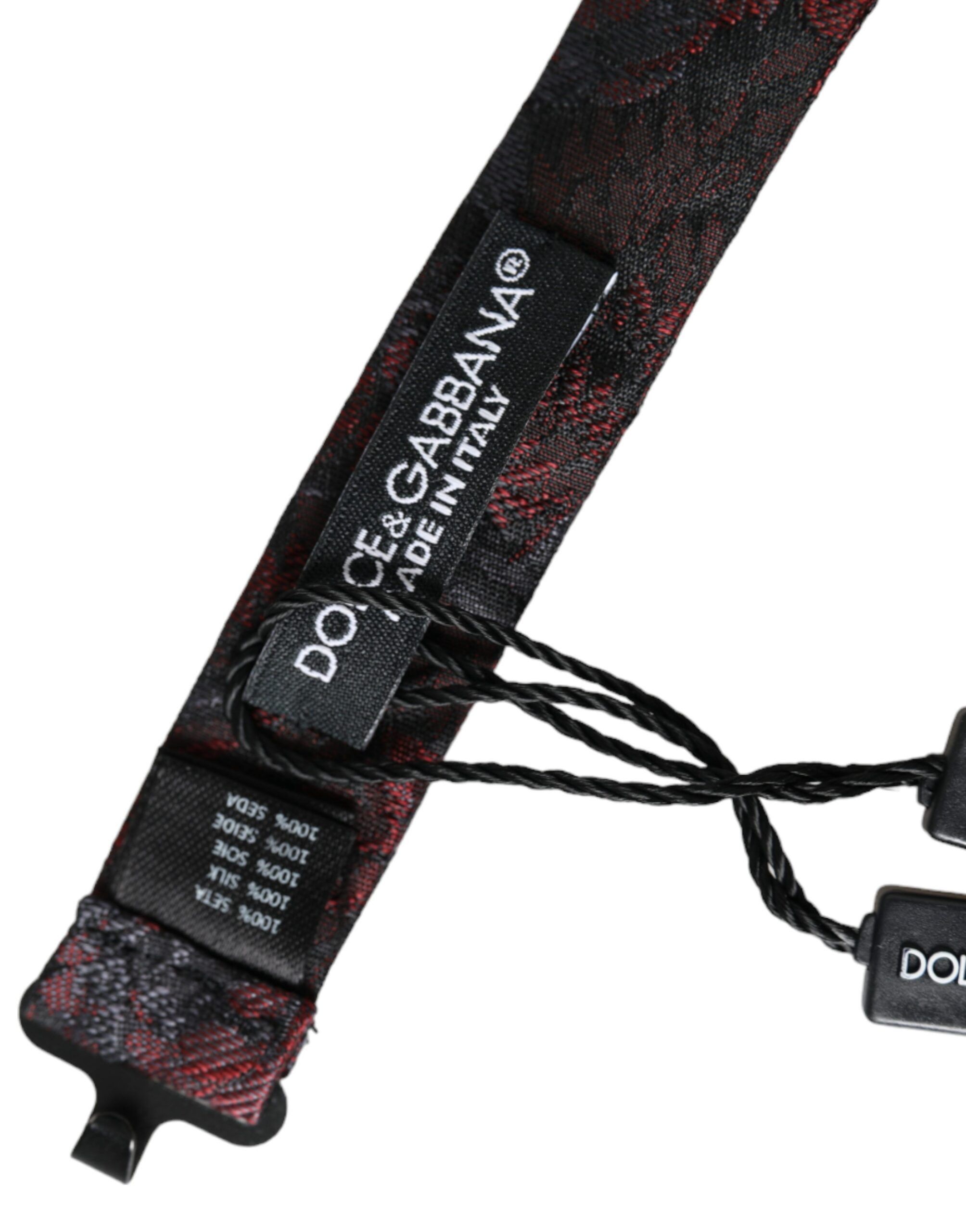 Dolce & Gabbana Red Black Floral Adjustable Neck Men Bow Men's Tie Size ONE SIZE - 4 Thumbnail