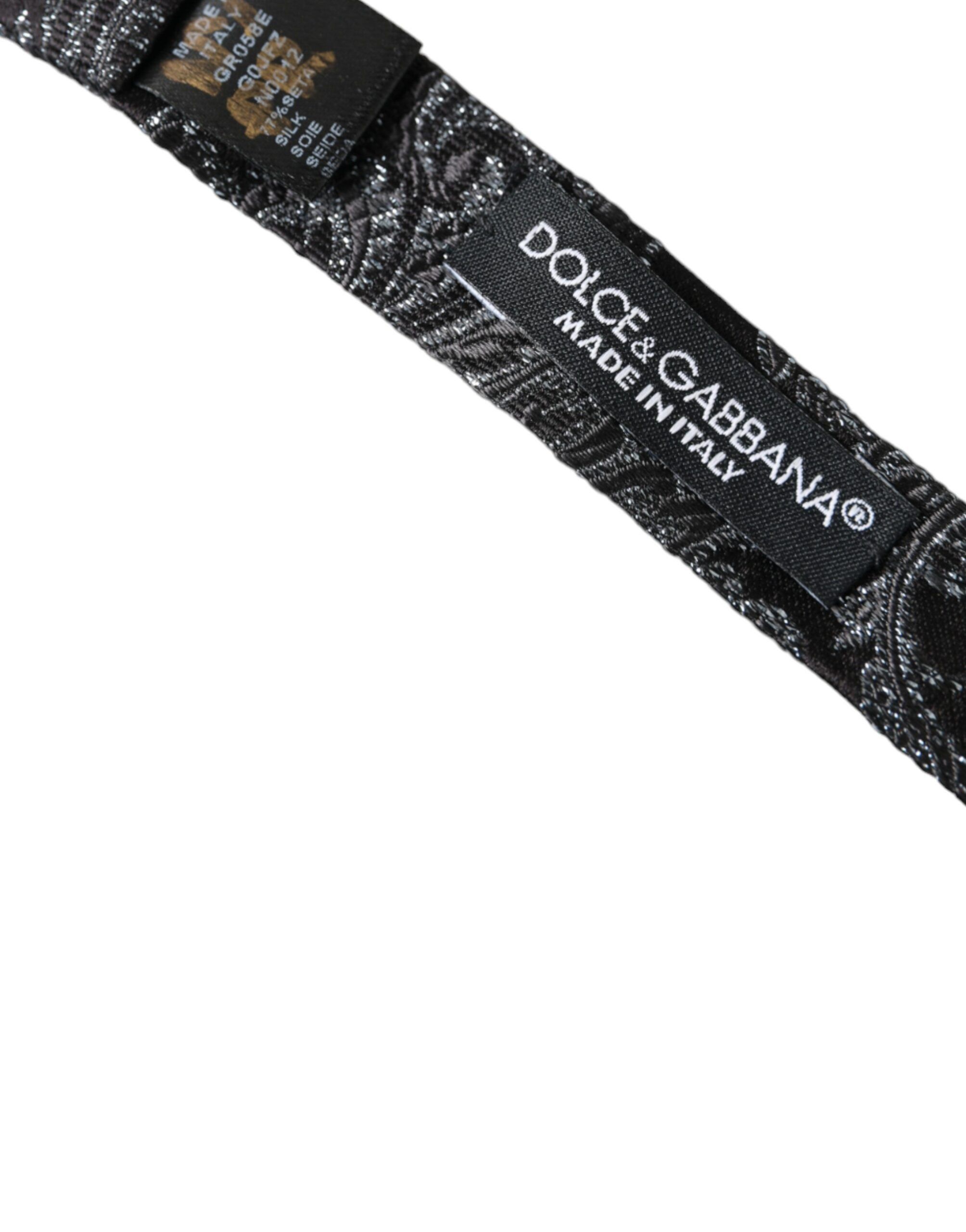 Dolce & Gabbana Black Silk Jacquard Adjustable Neck Men Bow Men's Tie Size ONE SIZE - 5 Thumbnail