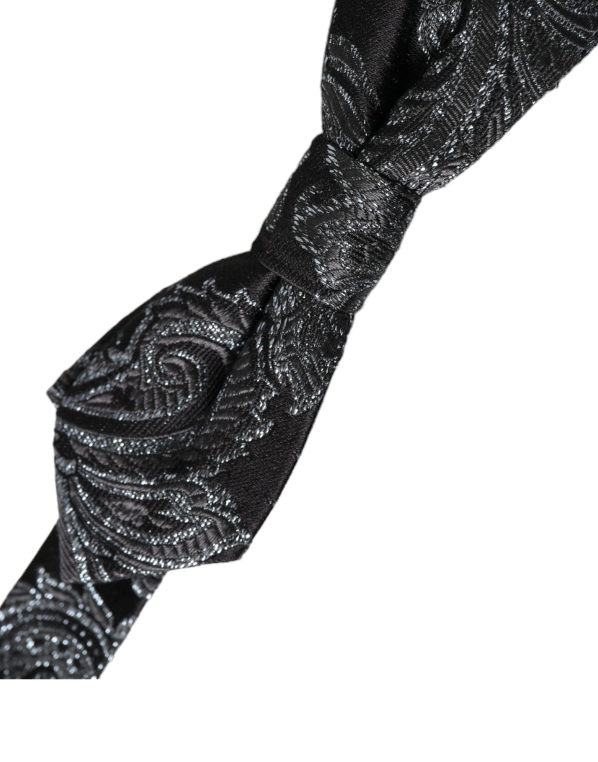 Dolce & Gabbana Black Silk Jacquard Adjustable Neck Men Bow Men's Tie Size ONE SIZE - 2 Thumbnail