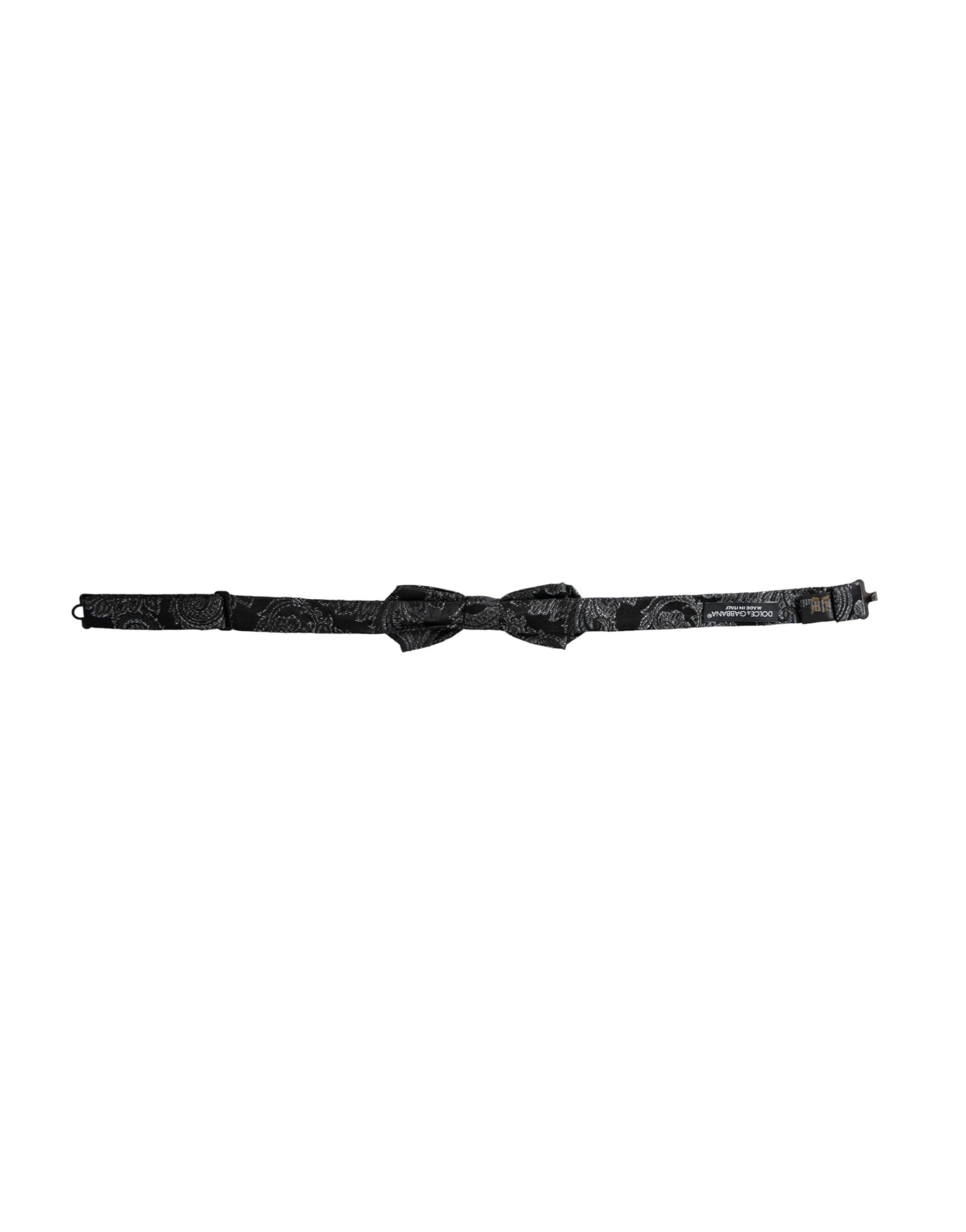Dolce & Gabbana Black Silk Jacquard Adjustable Neck Men Bow Men's Tie Size ONE SIZE - 4 Thumbnail