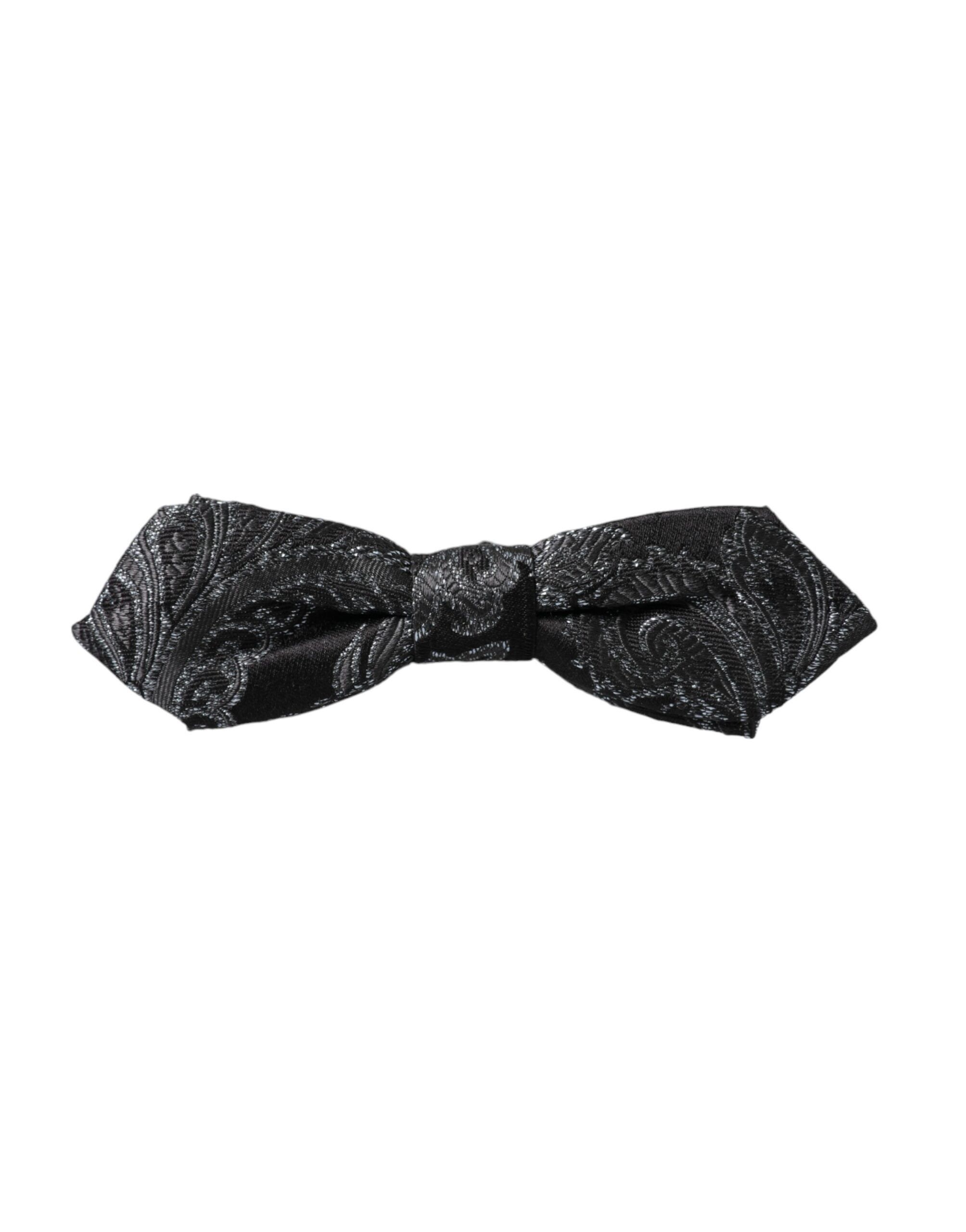 Dolce & Gabbana Black Silk Jacquard Adjustable Neck Men Bow Men's Tie Size ONE SIZE - 3 Thumbnail