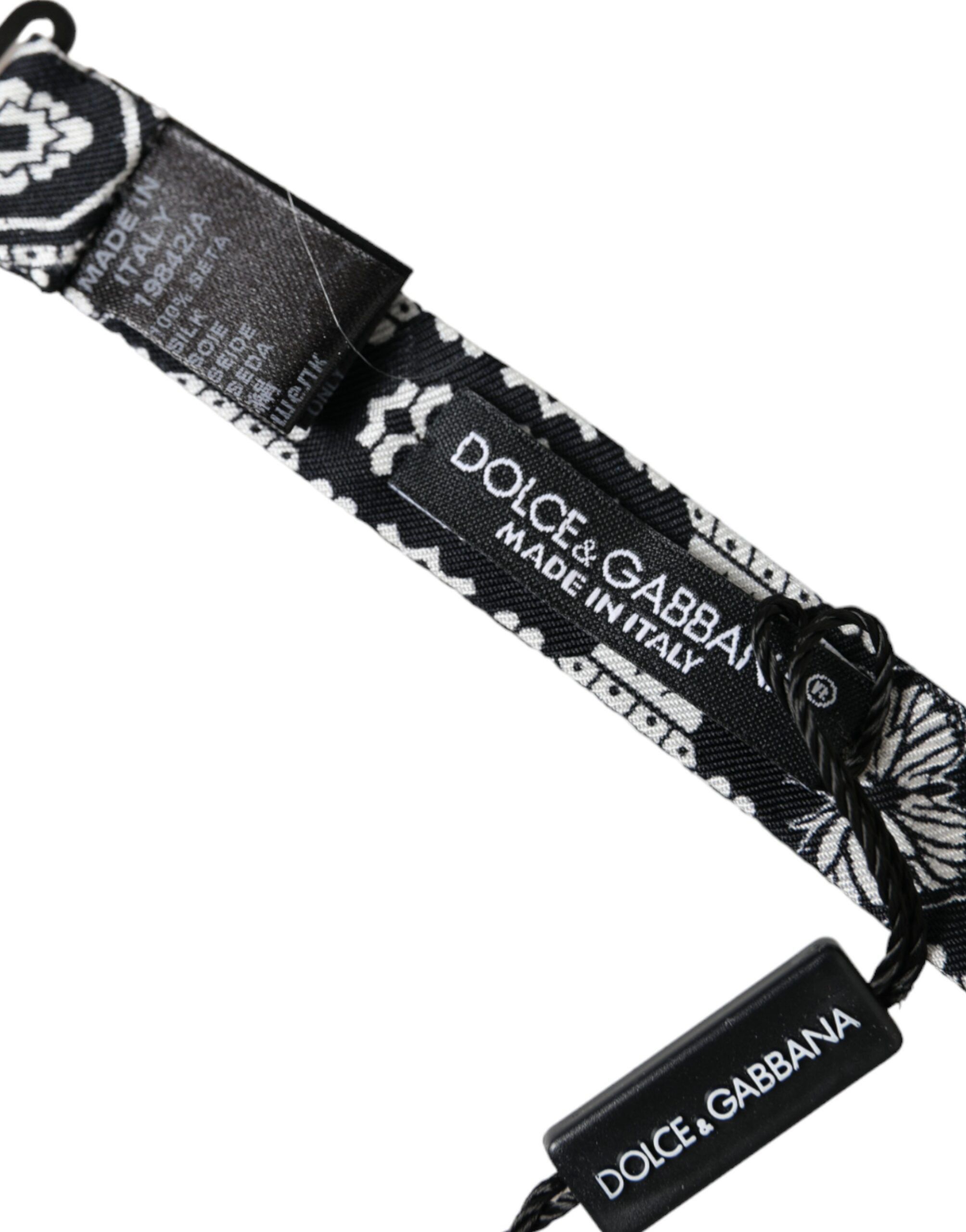 Dolce & Gabbana Black White Printed Adjustable Neck Men Bow Men's Tie Size ONE SIZE - 4 Thumbnail