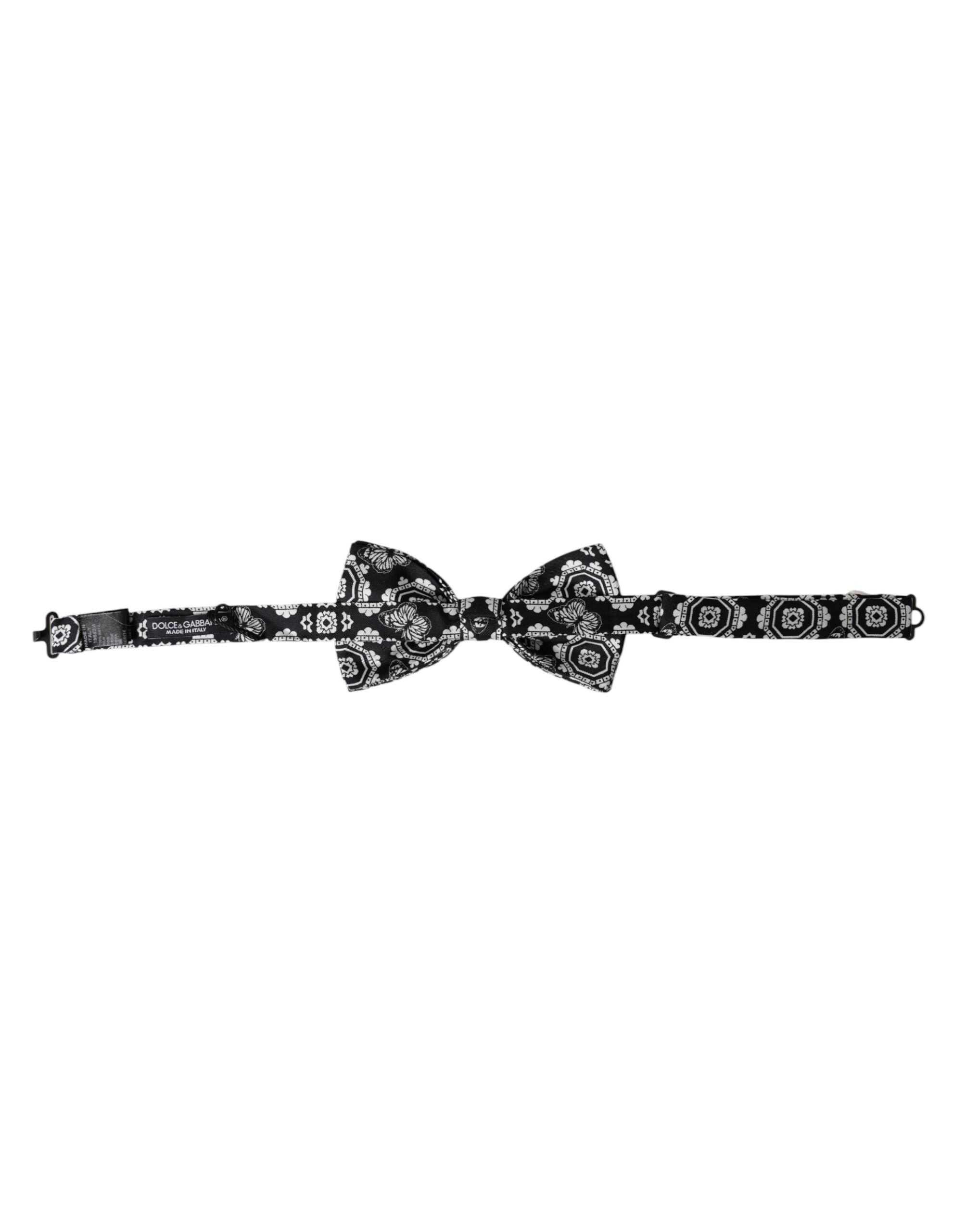 Dolce & Gabbana Black White Printed Adjustable Neck Men Bow Men's Tie Size ONE SIZE - 3 Thumbnail
