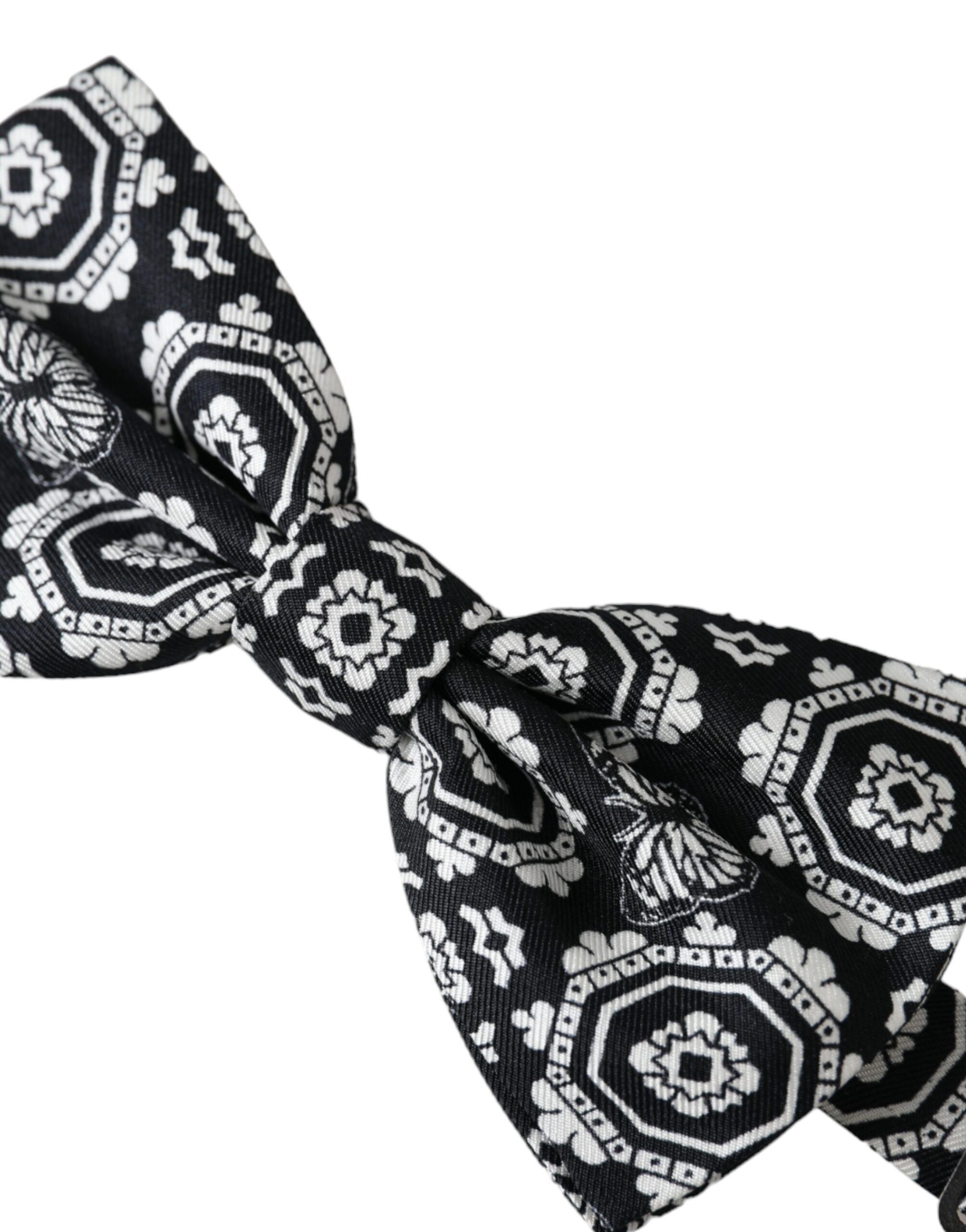 Dolce & Gabbana Black White Printed Adjustable Neck Men Bow Men's Tie Size ONE SIZE - 2 Thumbnail