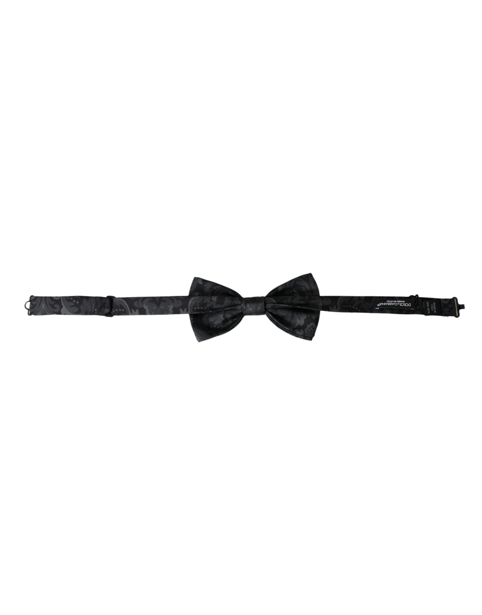Dolce & Gabbana Dark Gray Silk Patterned Adjustable Men Bow Men's Tie Size ONE SIZE - 5 Thumbnail