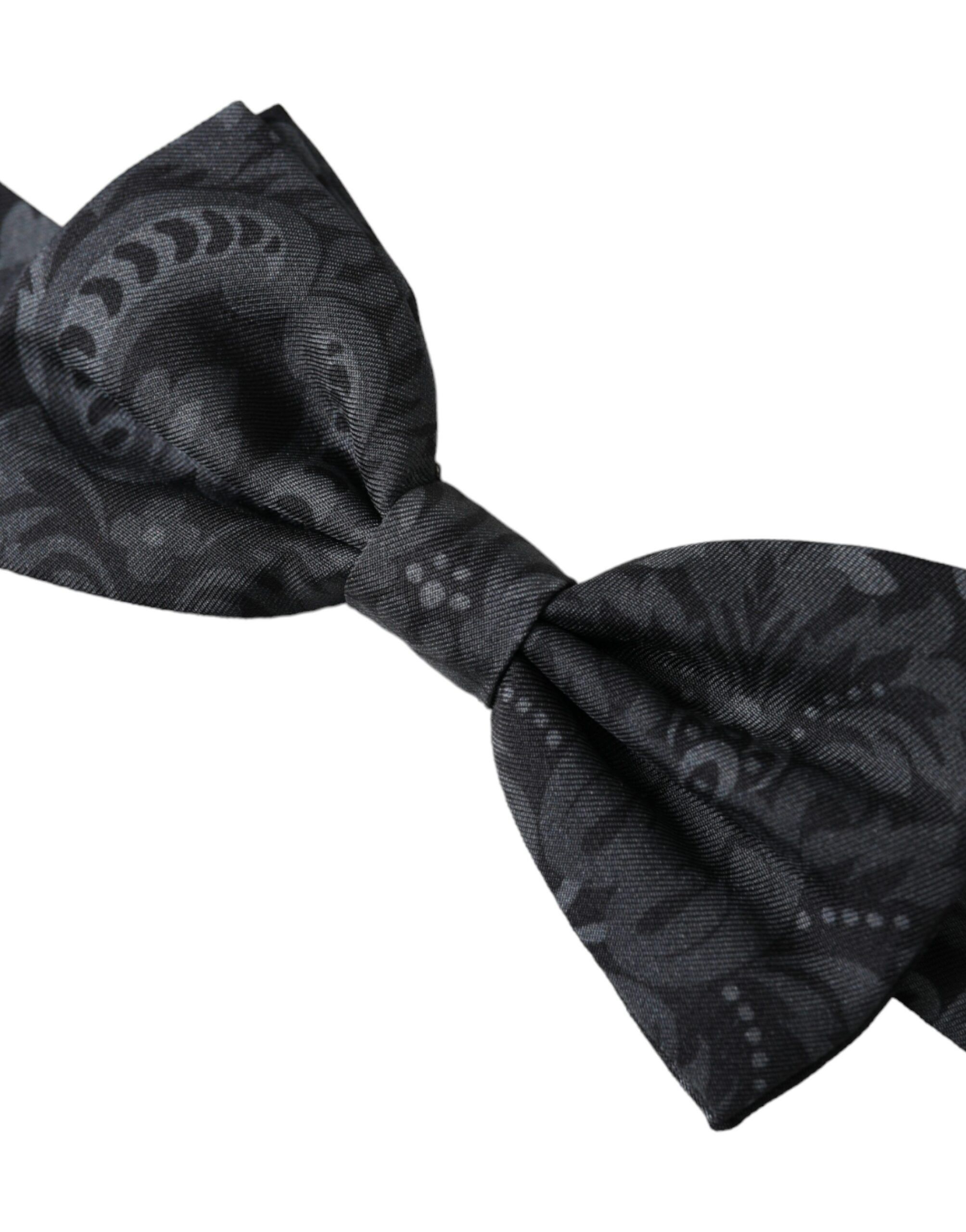 Dolce & Gabbana Dark Gray Silk Patterned Adjustable Men Bow Men's Tie Size ONE SIZE - 2 Thumbnail