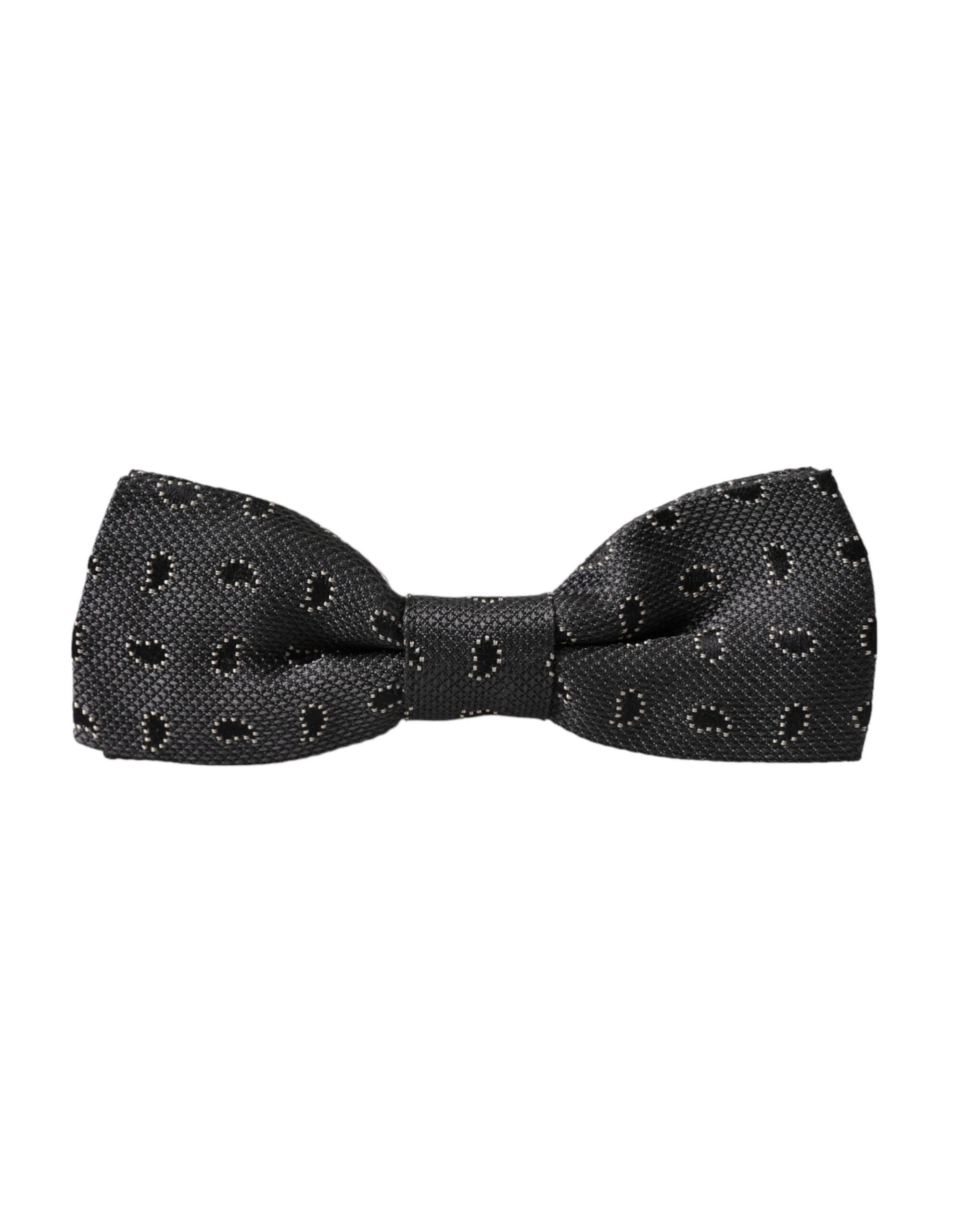 Dolce & Gabbana Black Silk Patterned Adjustable Neck Men Bow Men's Tie Size ONE SIZE - 3 Thumbnail