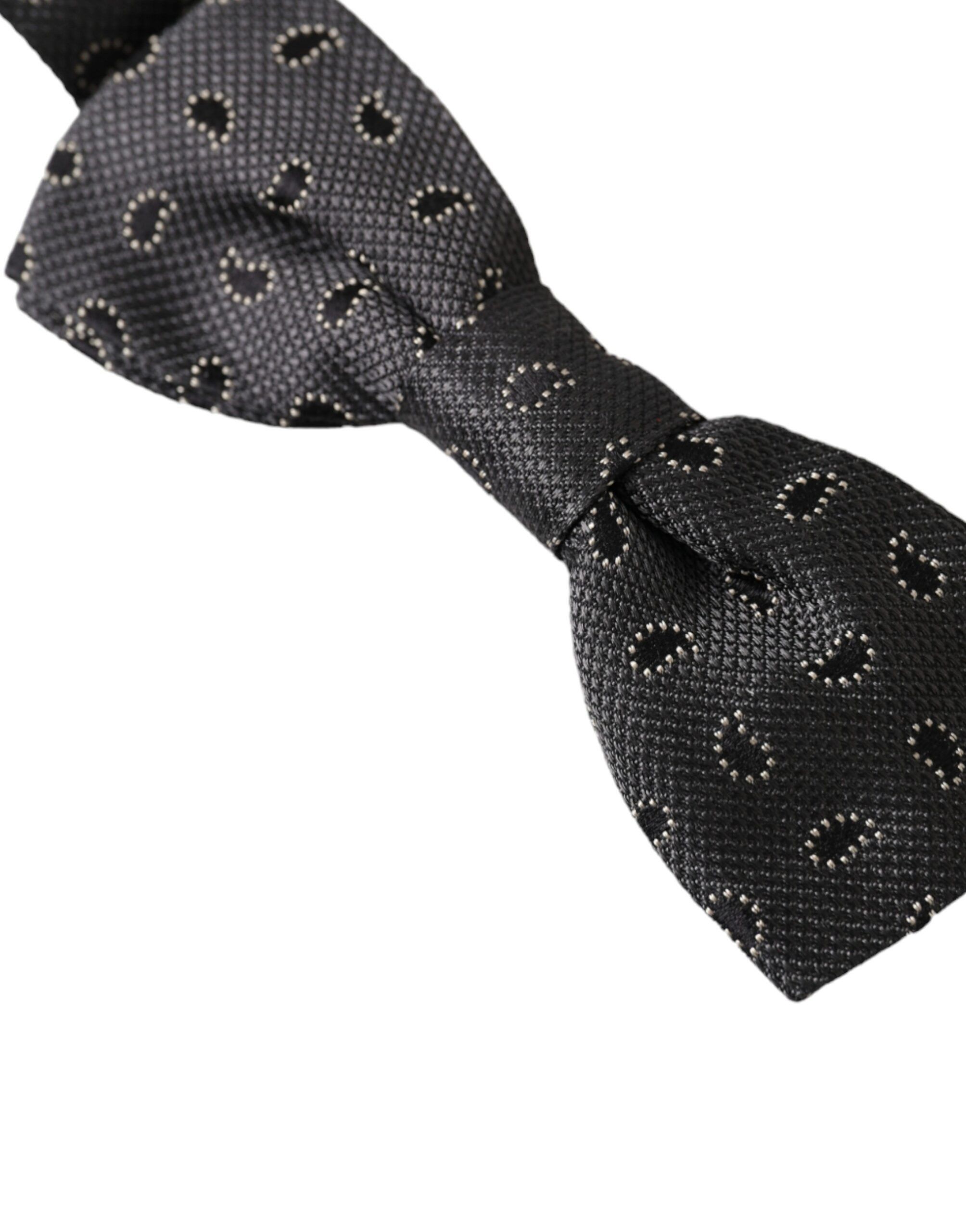 Dolce & Gabbana Black Silk Patterned Adjustable Neck Men Bow Men's Tie Size ONE SIZE - 2 Thumbnail