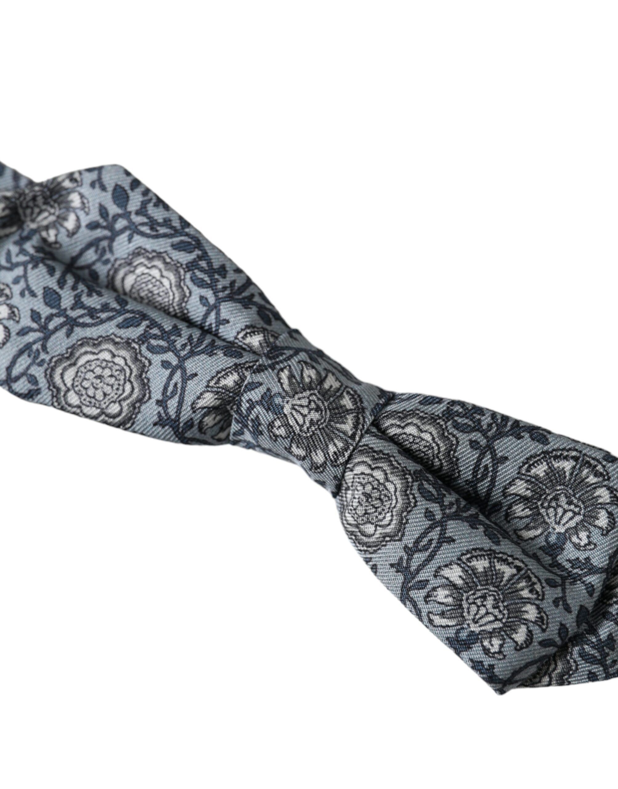 Dolce & Gabbana Gray Silk Patterned Adjustable Neck Men Bow Men's Tie Size ONE SIZE - 2 Thumbnail
