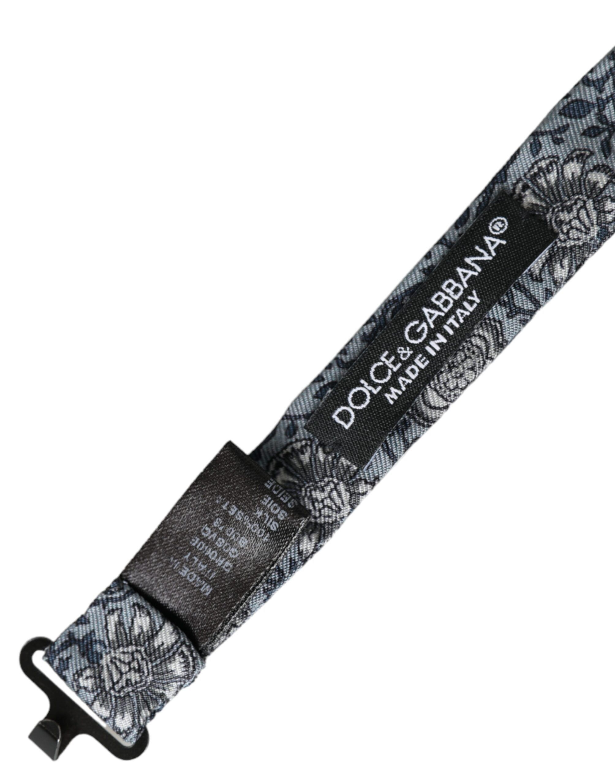 Dolce & Gabbana Gray Silk Patterned Adjustable Neck Men Bow Men's Tie Size ONE SIZE - 3 Thumbnail