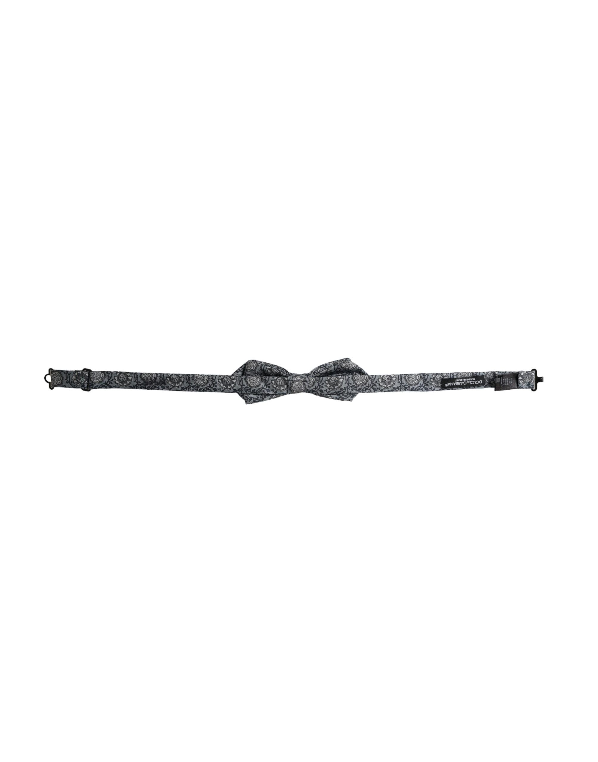 Dolce & Gabbana Gray Silk Patterned Adjustable Neck Men Bow Men's Tie Size ONE SIZE - 4 Thumbnail