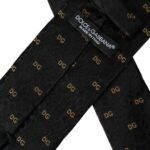 Dolce & Gabbana Black Silk Branded Logo Adjustable Men Men's Tie Size ONE SIZE - 4 Thumbnail