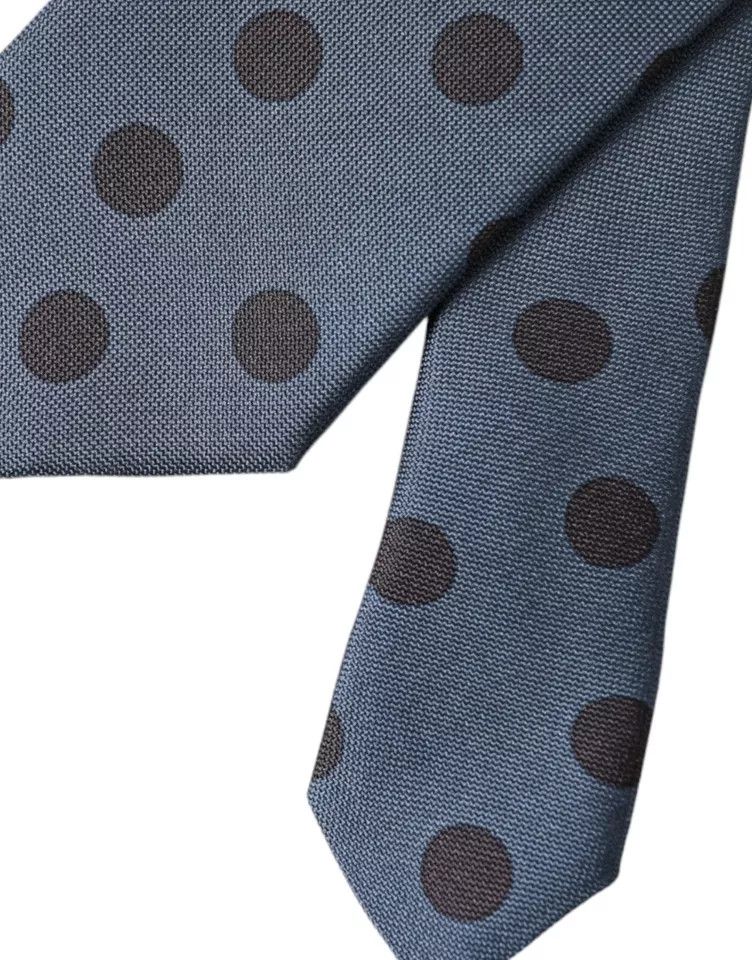 Dolce & Gabbana Blue Black Silk Polka Dot Adjustable Men Men's Tie Size ONE SIZE - 5 Thumbnail