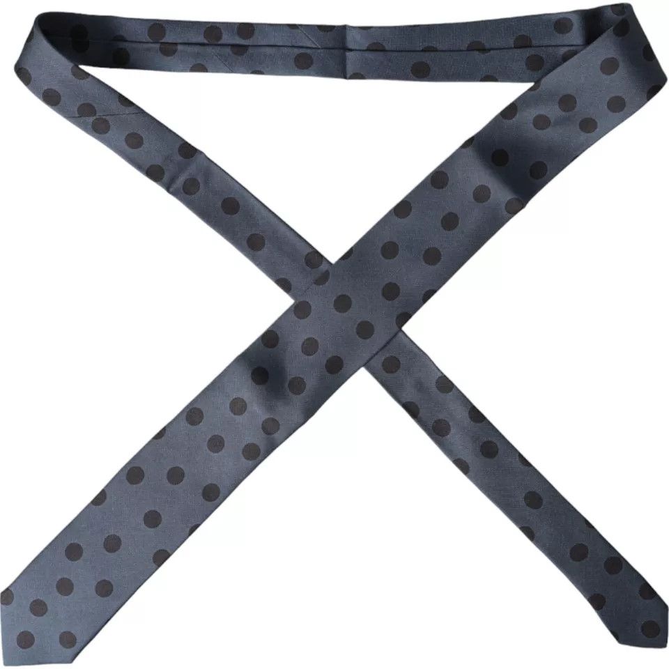Dolce & Gabbana Blue Black Silk Polka Dot Adjustable Men Men's Tie Size ONE SIZE - 6 Thumbnail