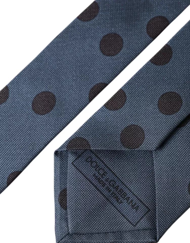 Dolce & Gabbana Blue Black Silk Polka Dot Adjustable Men Men's Tie Size ONE SIZE - 3 Thumbnail