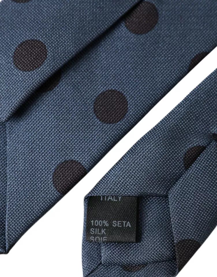 Dolce & Gabbana Blue Black Silk Polka Dot Adjustable Men Men's Tie Size ONE SIZE - 2 Thumbnail