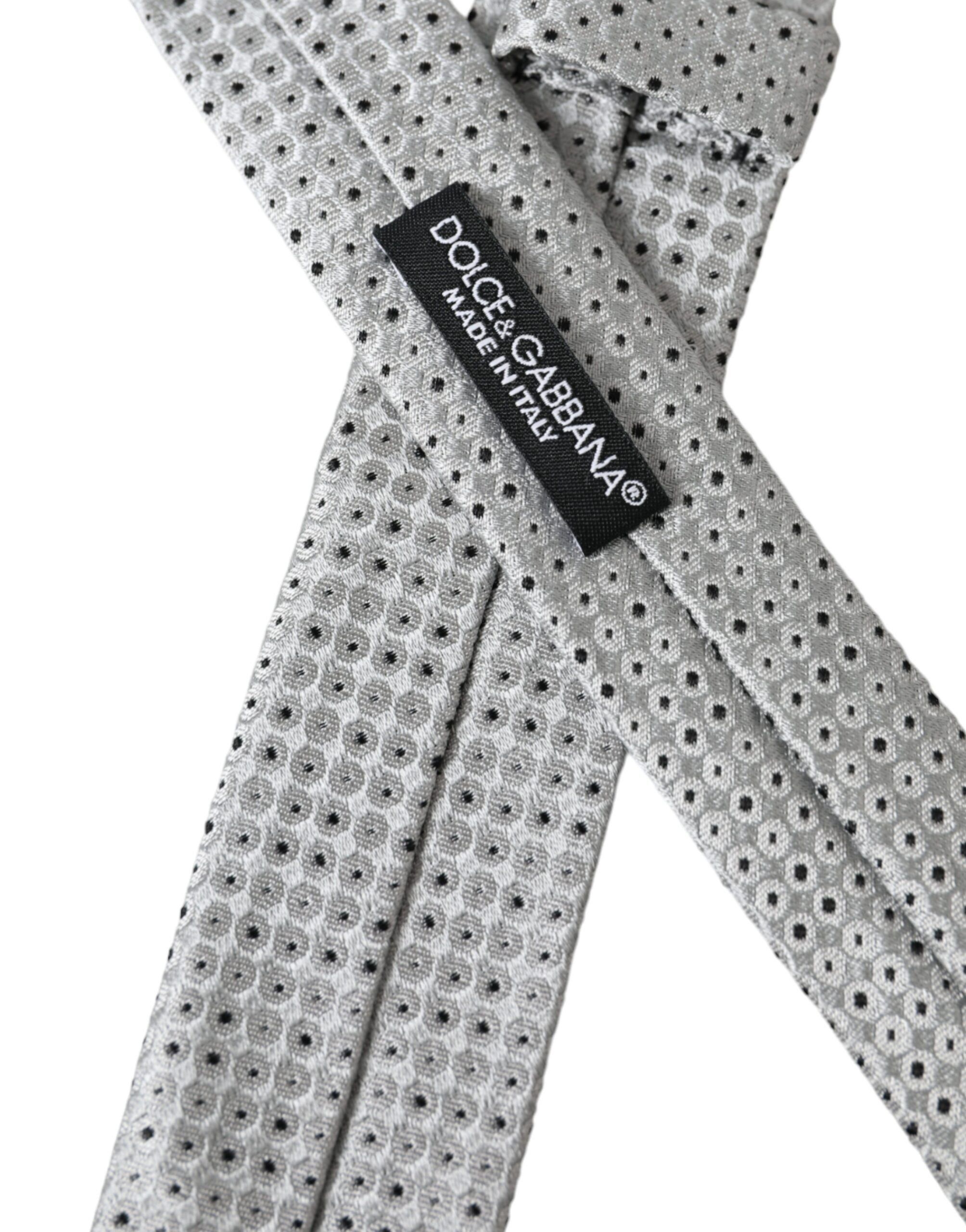 Dolce & Gabbana Light Gray Polka Dot Silk Adjustable Men Men's Tie Size ONE SIZE - 3 Thumbnail