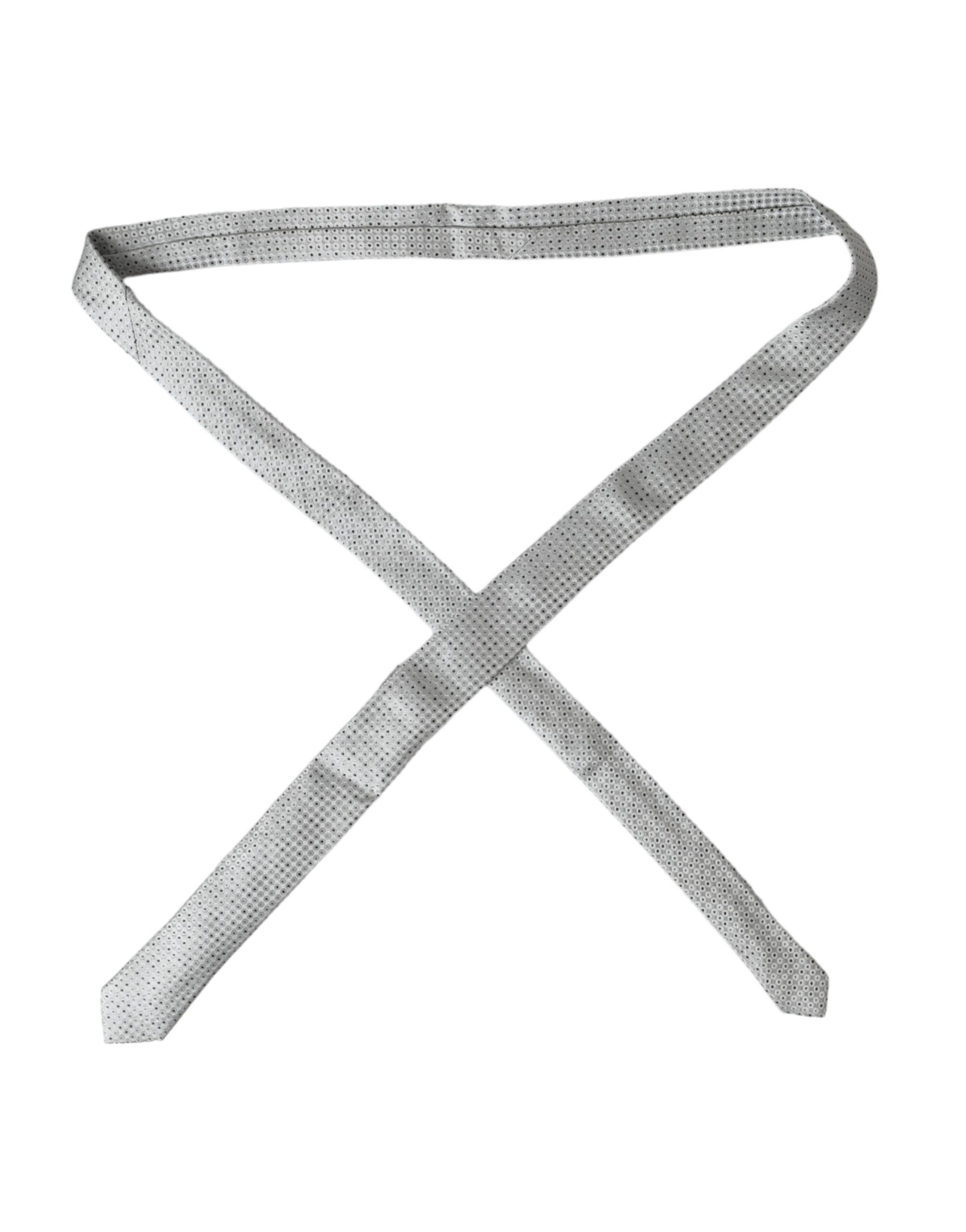 Dolce & Gabbana Light Gray Polka Dot Silk Adjustable Men Men's Tie Size ONE SIZE - 2 Thumbnail