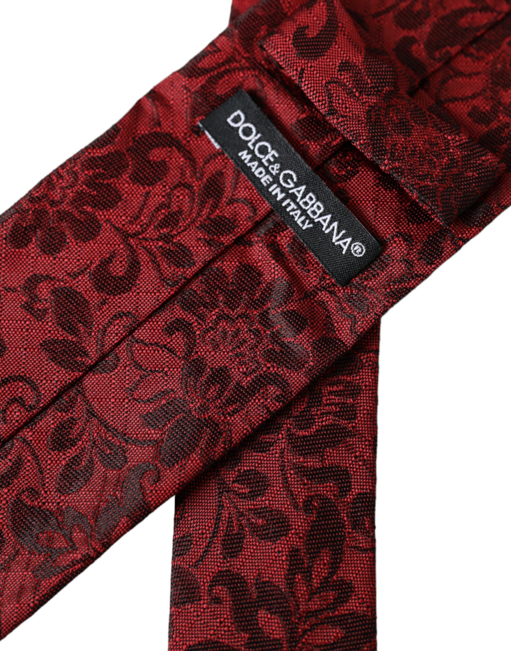 Dolce & Gabbana Red Floral Brocade Silk Adjustable Men Men's Tie Size ONE SIZE - 3 Thumbnail