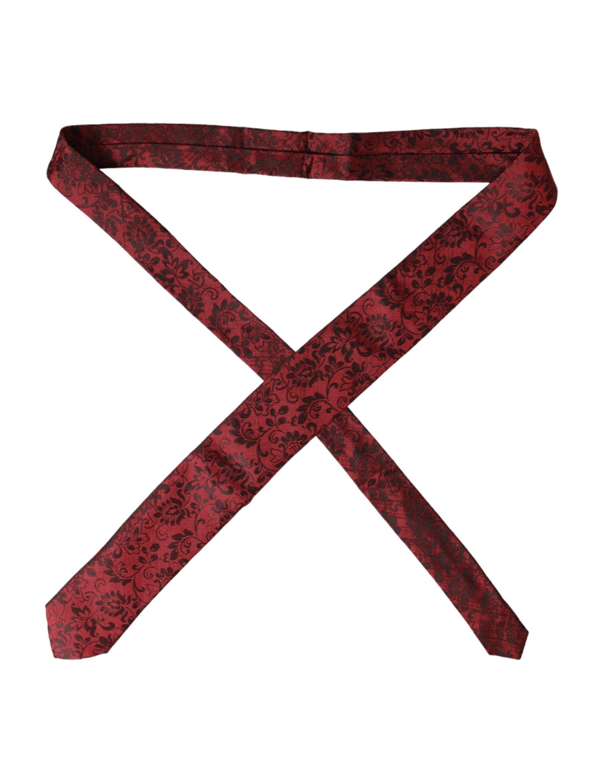 Dolce & Gabbana Red Floral Brocade Silk Adjustable Men Men's Tie Size ONE SIZE - 2 Thumbnail
