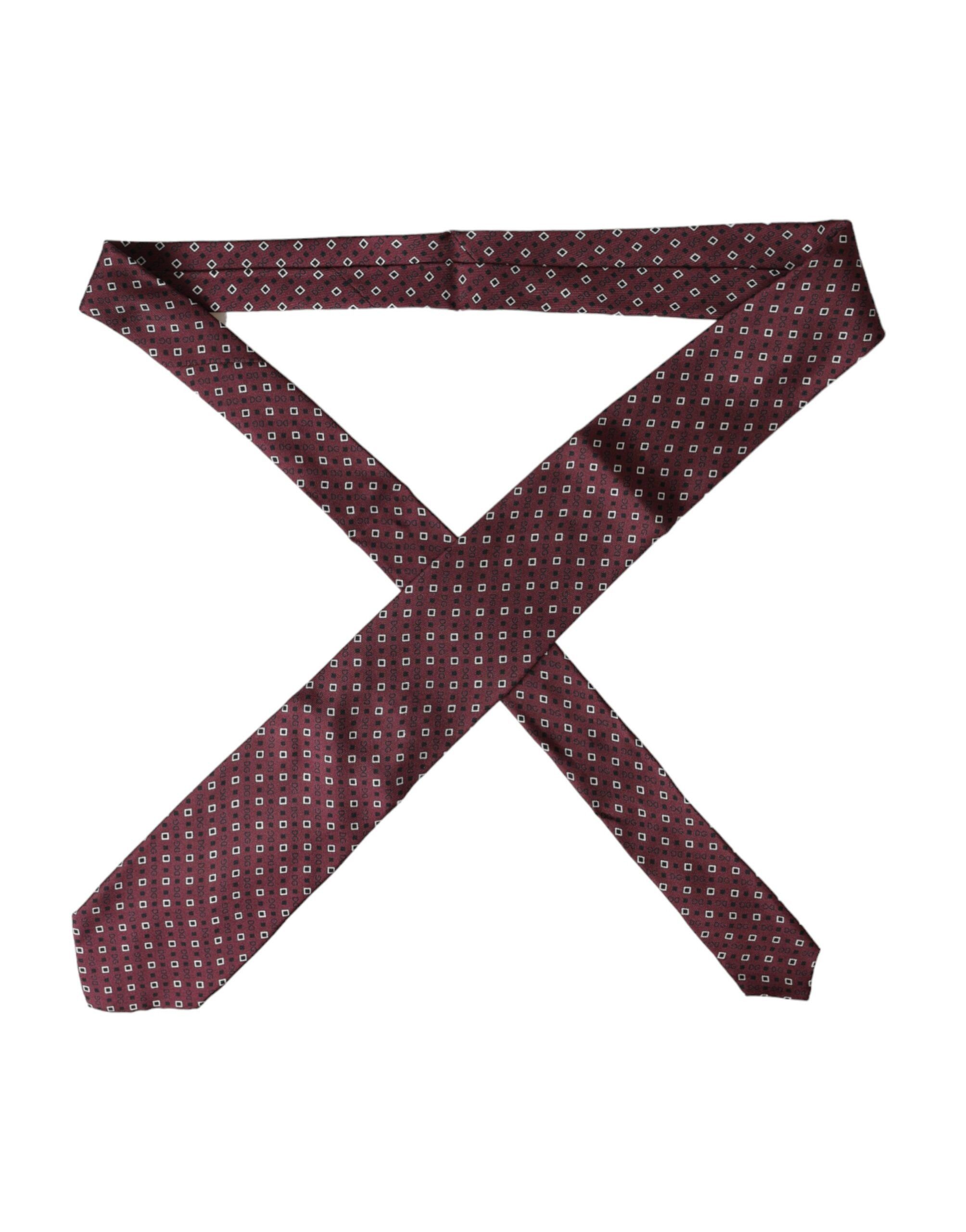 Dolce & Gabbana Maroon Silk Branded Logo Adjustable Men Men's Tie Size ONE SIZE - 2 Thumbnail